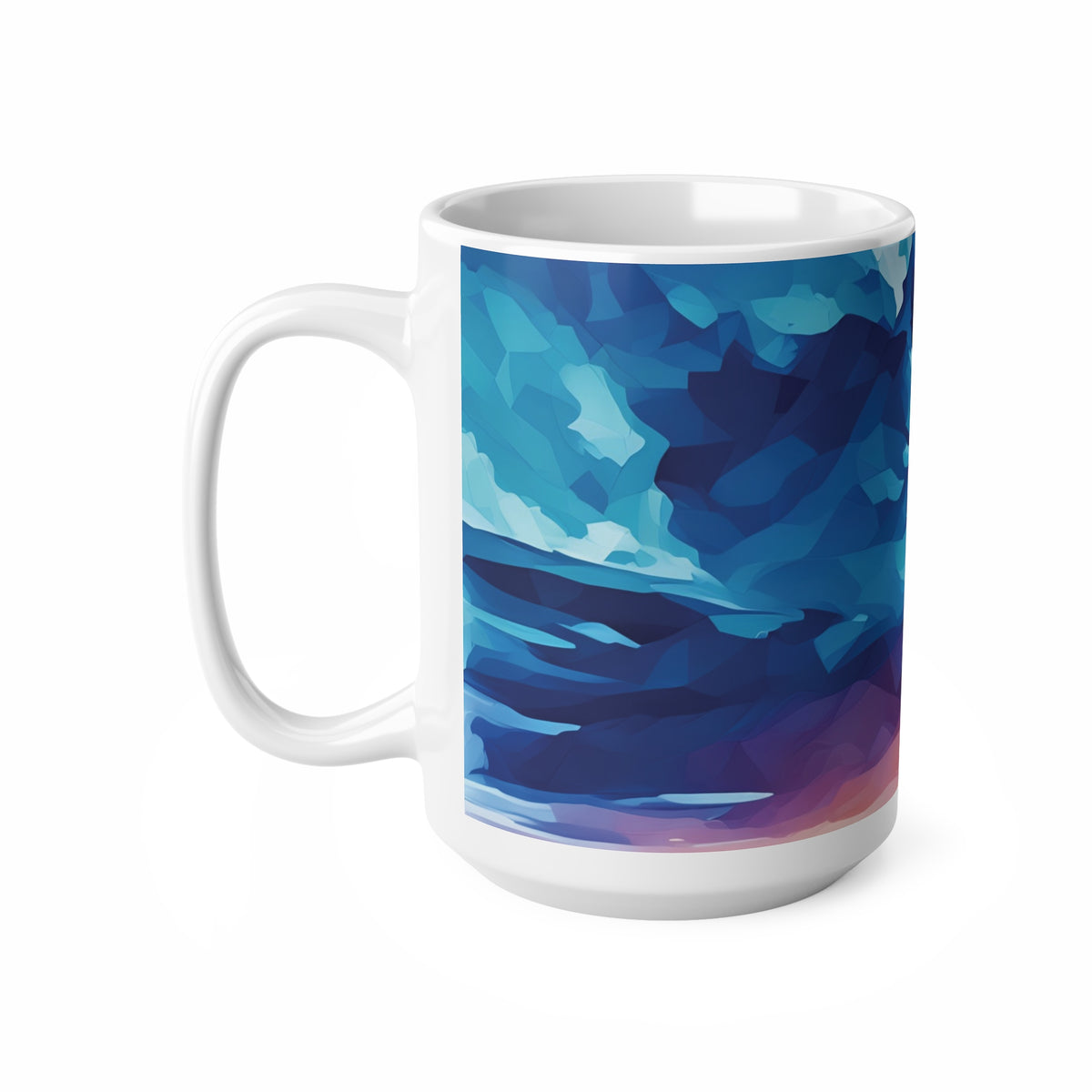 Ceramic White Cup 15oz - Poly Art - Sunset Sky (Variant 2)