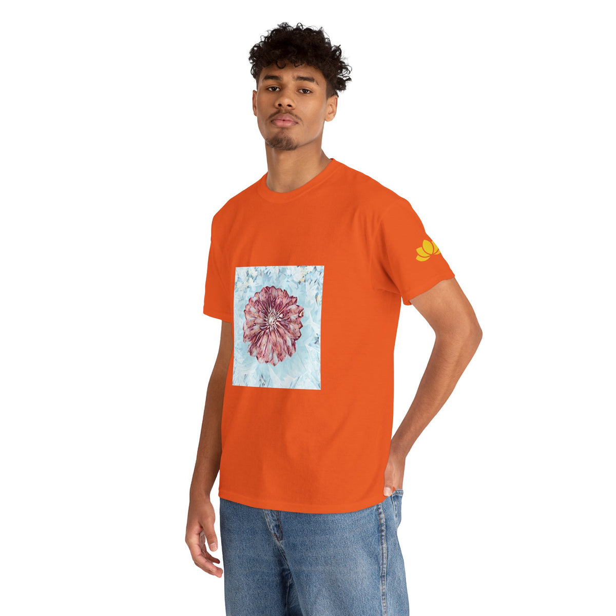 Unisex Heavy Cotton Tee - Poly Art - Flower of Dahlia (Variant 2)