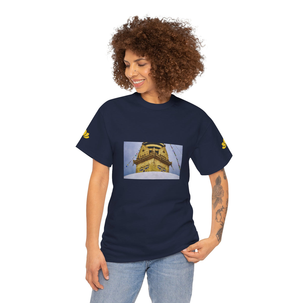 Unisex Heavy Cotton Tee - Nepal, Buddha's Eyes (Variant 4)
