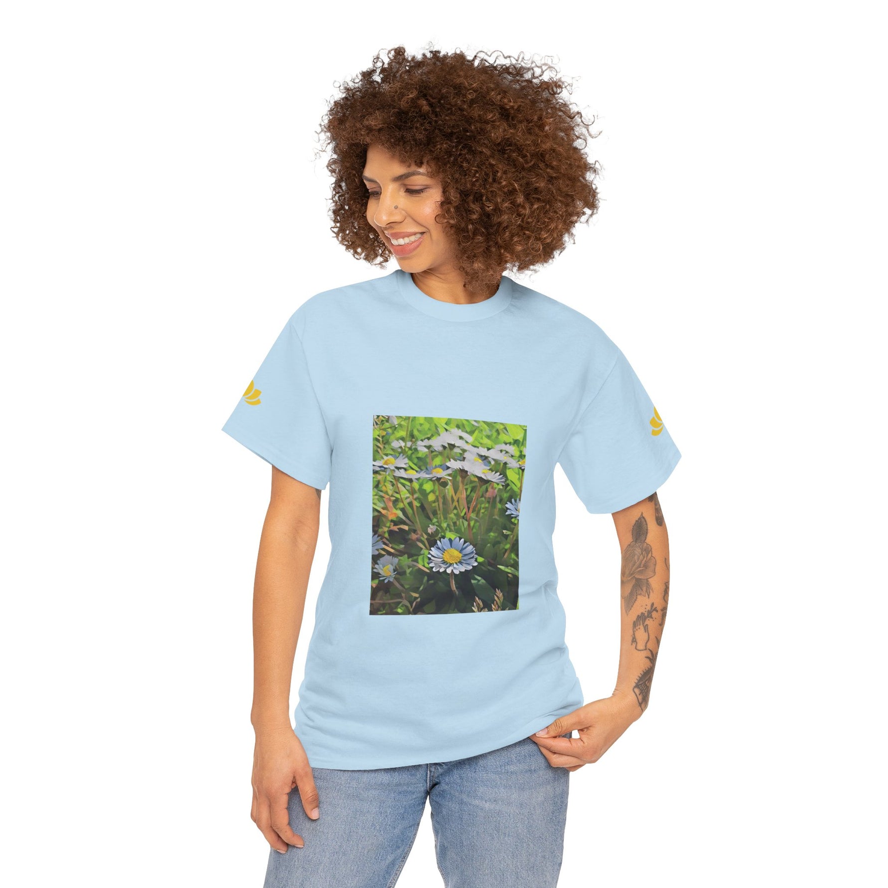Unisex Heavy Cotton Tee - Poly Art - Flower of Daisies (Variant 1)