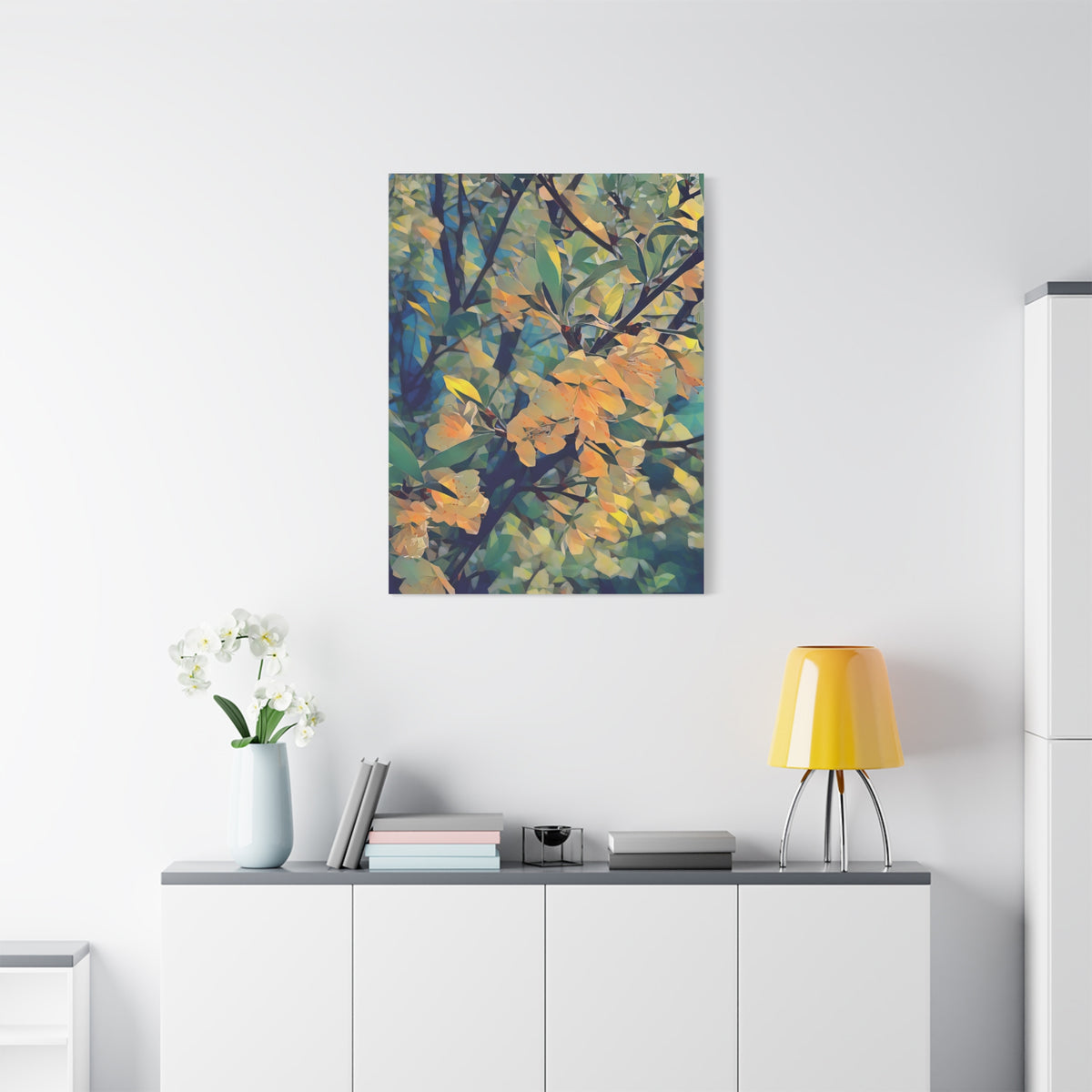 Stretched Matte Canvas - Poly Art - Apple's Tree Flower (Variant 2)