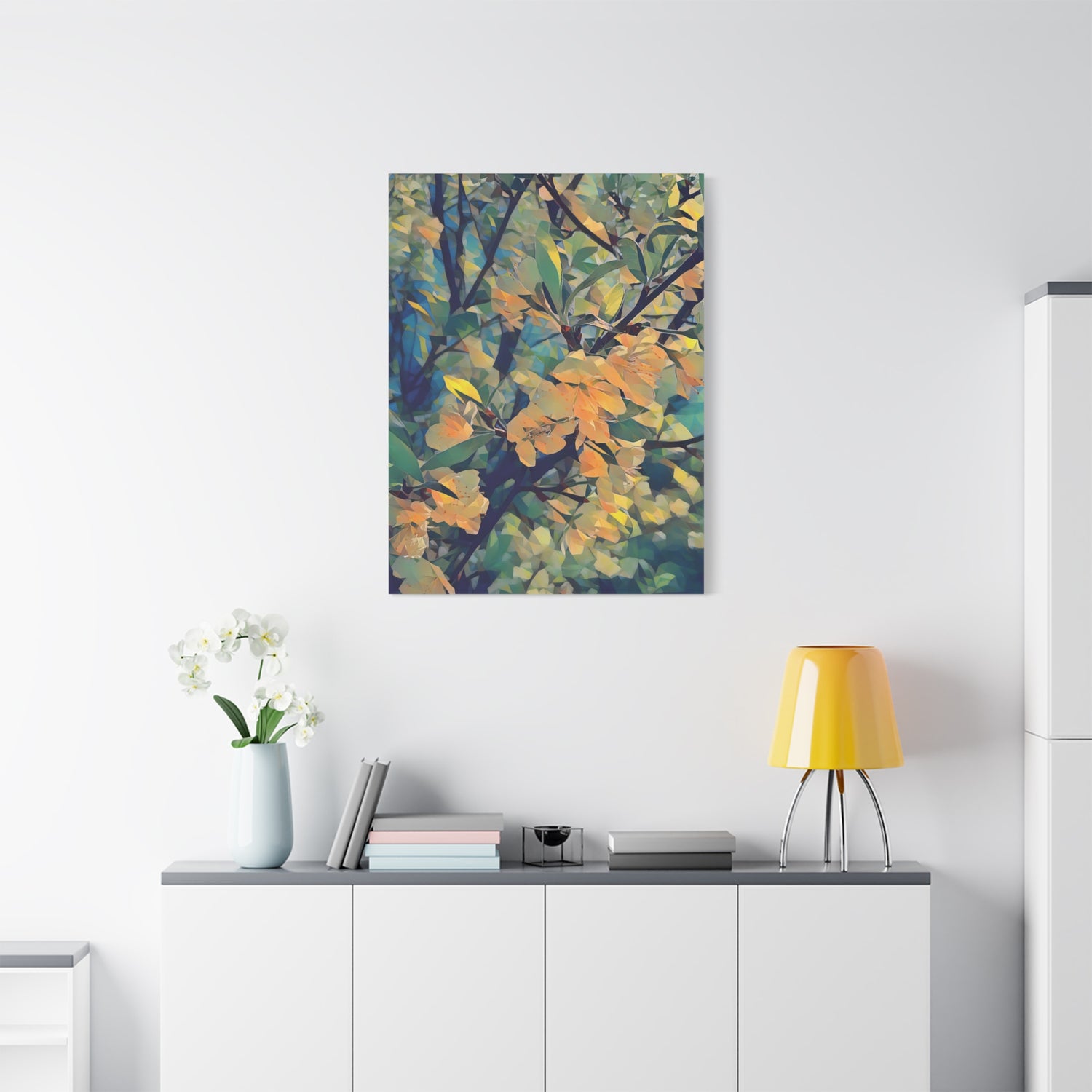 Stretched Matte Canvas - Poly Art - Apple's Tree Flower (Variant 2)