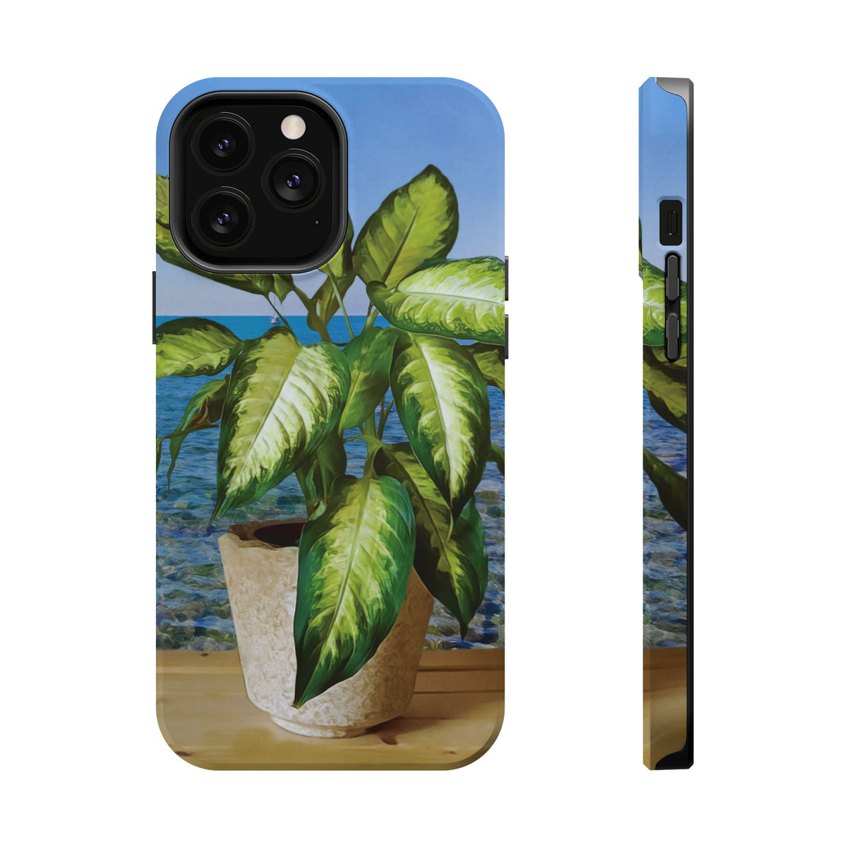 Magnetic Tough Phone Case - Dieffenbachia Plant and Sea