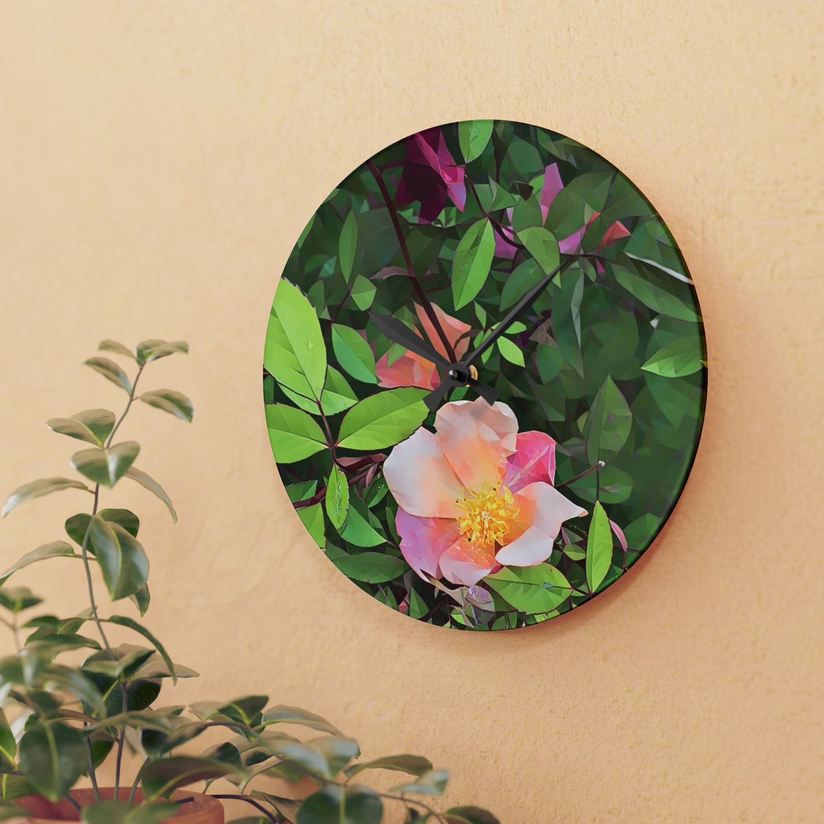 Acrylic Wall Clock - Poly Art - Flower of Rose (Variant 1)