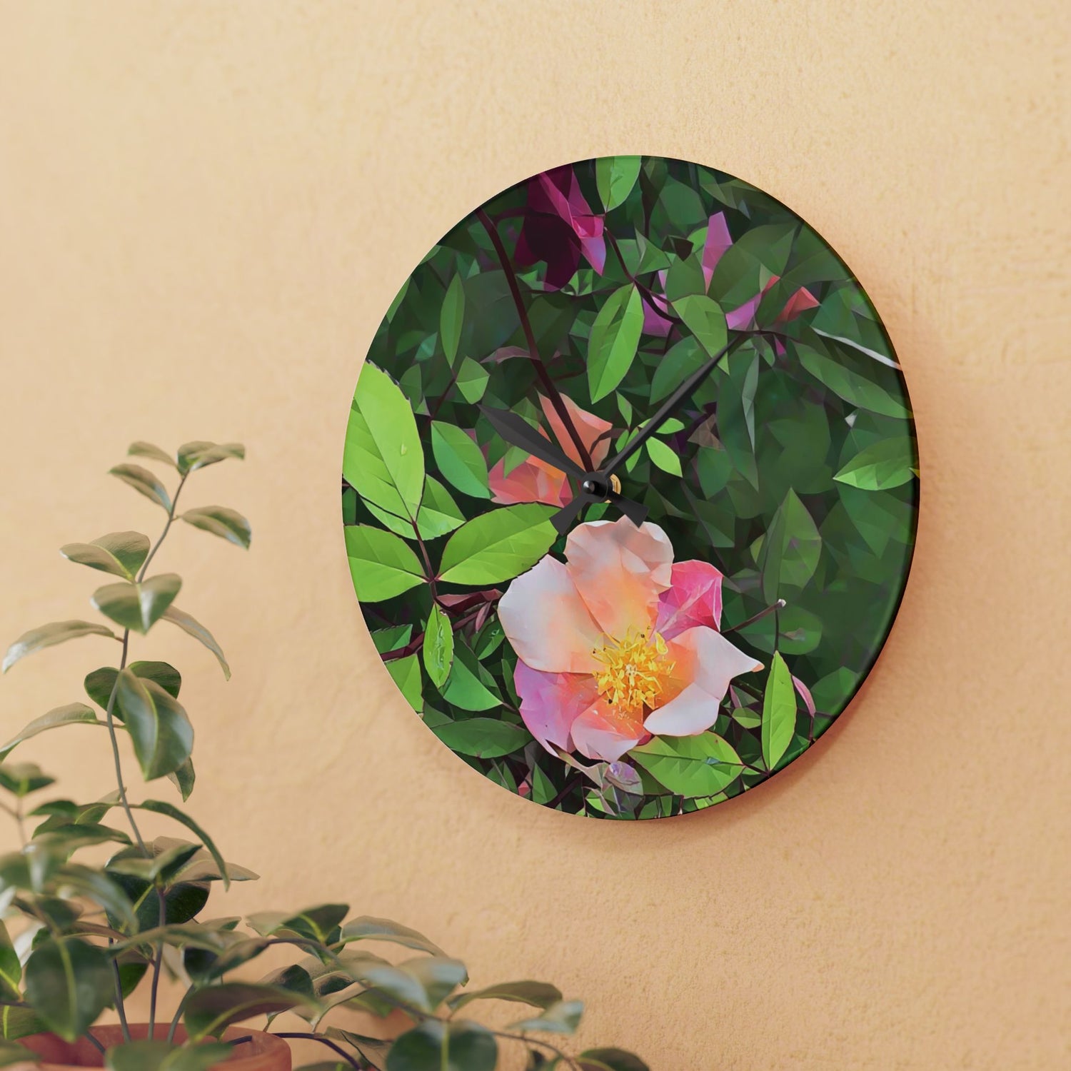 Acrylic Wall Clock - Poly Art - Flower of Rose (Variant 1)