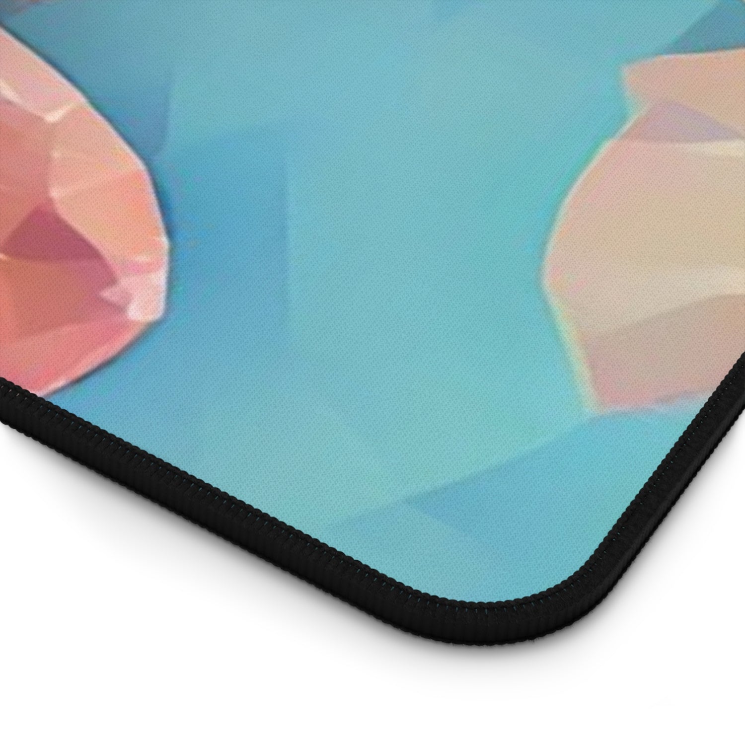 Desk Mat - Poly Art - Flowers, light blue and red colors (Variant 3)