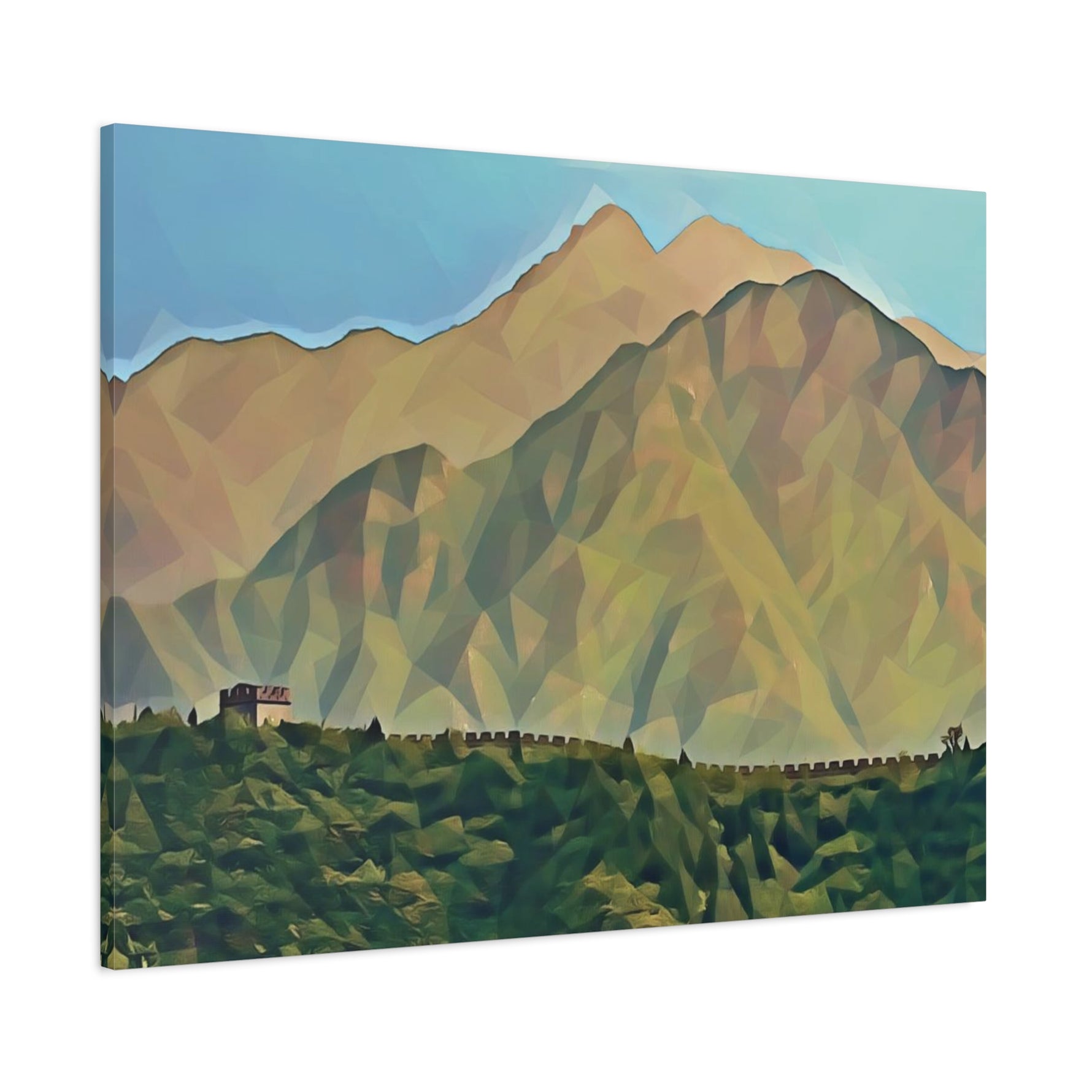Stretched Matte Canvas - Poly Art - China's Great Wall (Variant 1)