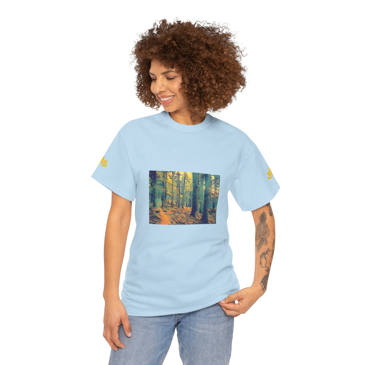 Unisex Heavy Cotton Tee - Poly Art - Forest, a Path (Variant 1)