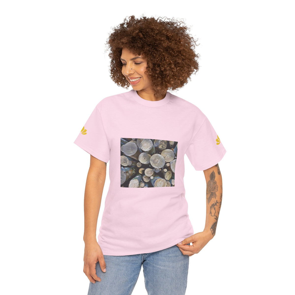 Unisex Heavy Cotton Tee - Poly Art - Wooden Trunks (Variant 1)