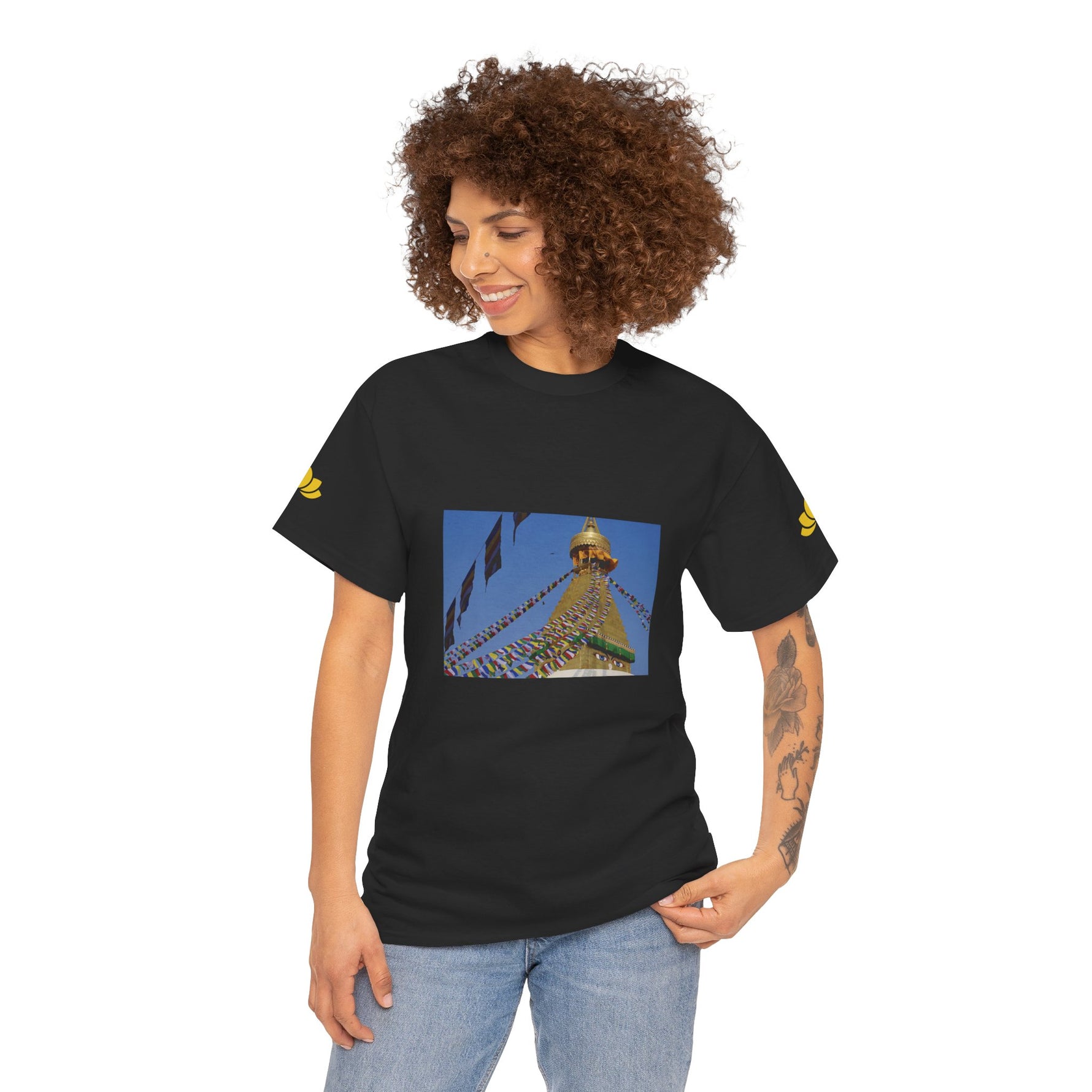 Unisex Heavy Cotton Tee - Nepal, Buddha's Eyes (Variant 2)