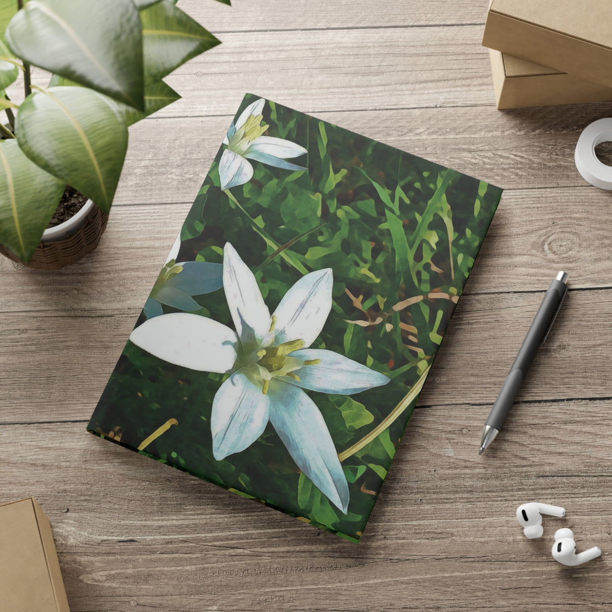 Hardcover Notebook with Puffy Covers - Flower of Ornithogalum