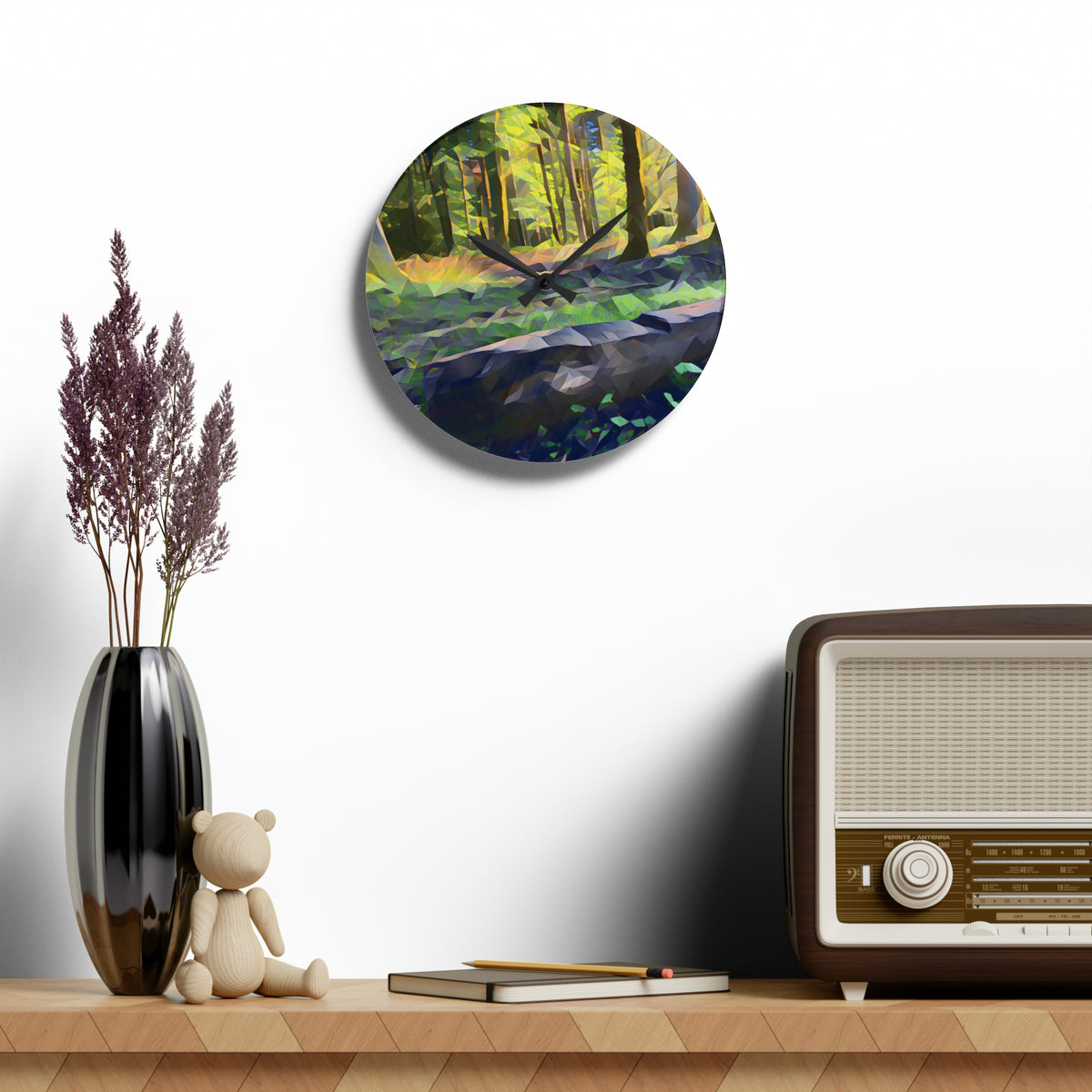Acrylic Wall Clock - Poly Art - Forest (Variant 09)