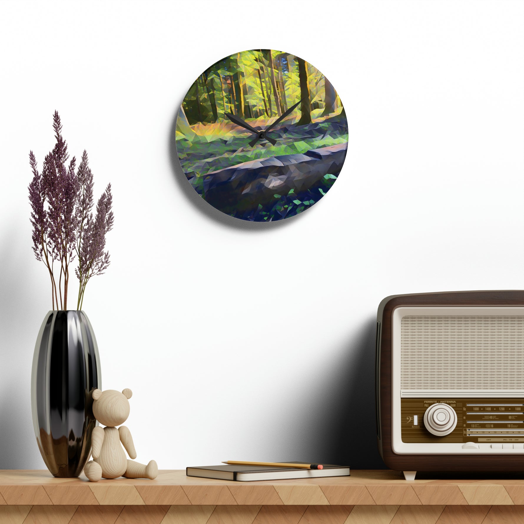 Acrylic Wall Clock - Poly Art - Forest (Variant 09)