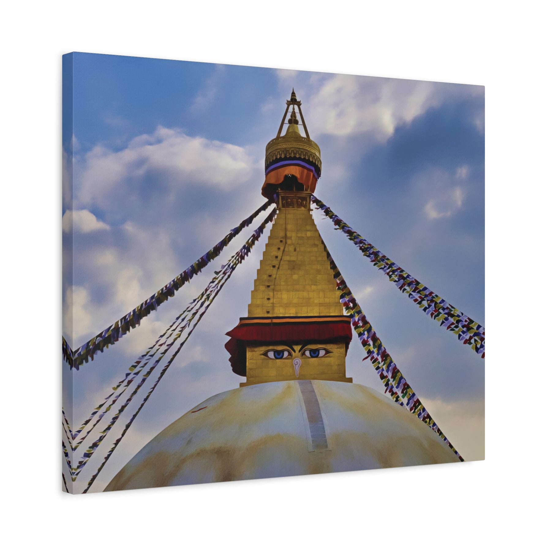 Stretched Matte Canvas - Nepal, Stupa with Buddha's Eyes (Variant 3)