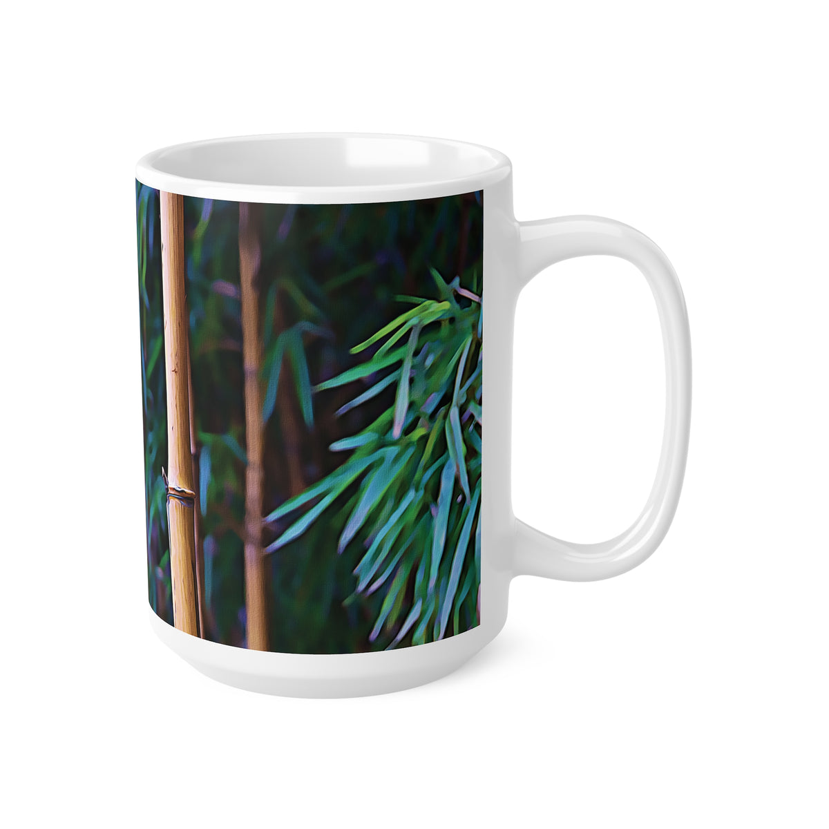 Ceramic White Cup 15oz - Bamboo (Variant 2)