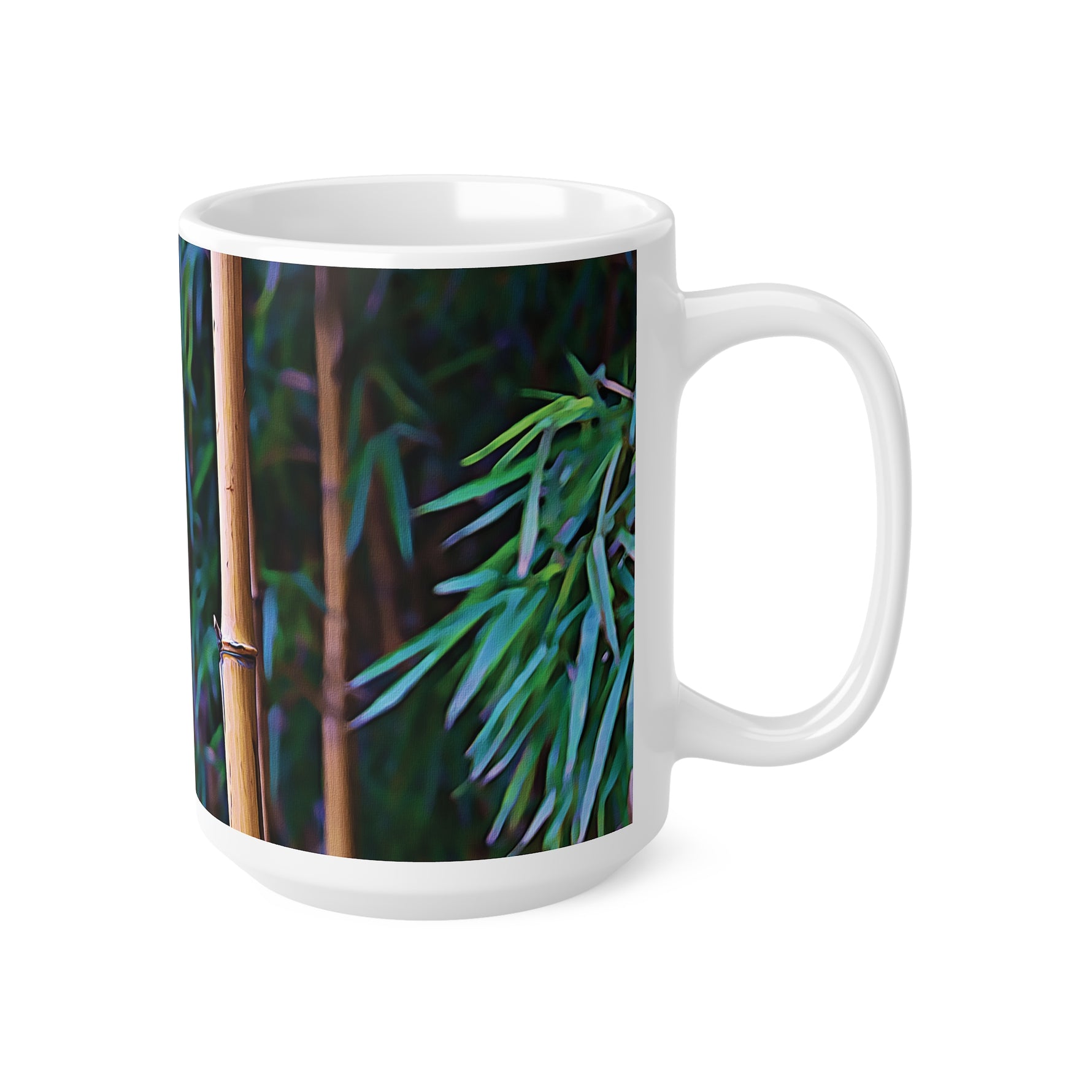 Ceramic White Cup 15oz - Bamboo (Variant 2)