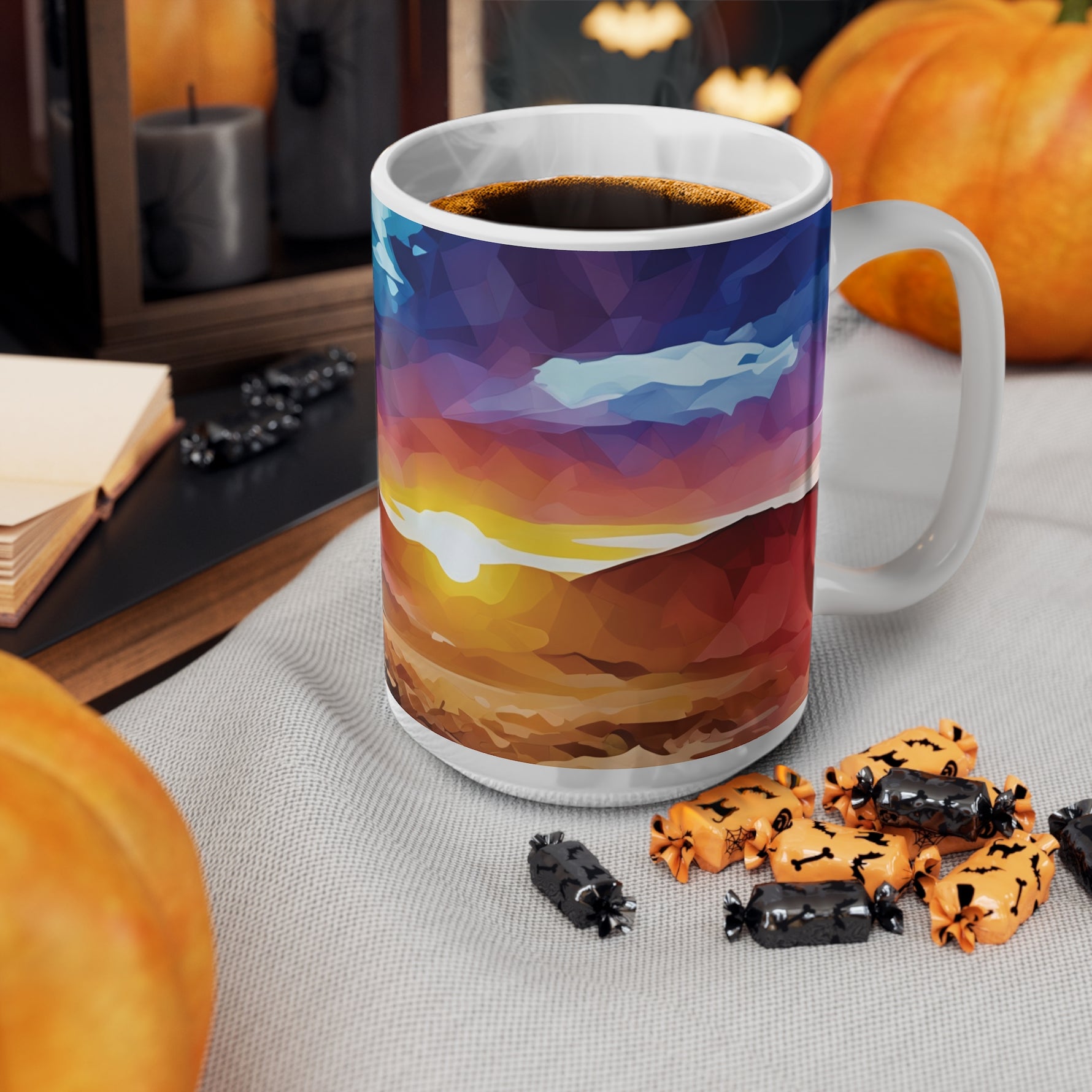 Ceramic White Cup 15oz - Poly Art - Tuscan Landscape (Variant 2)