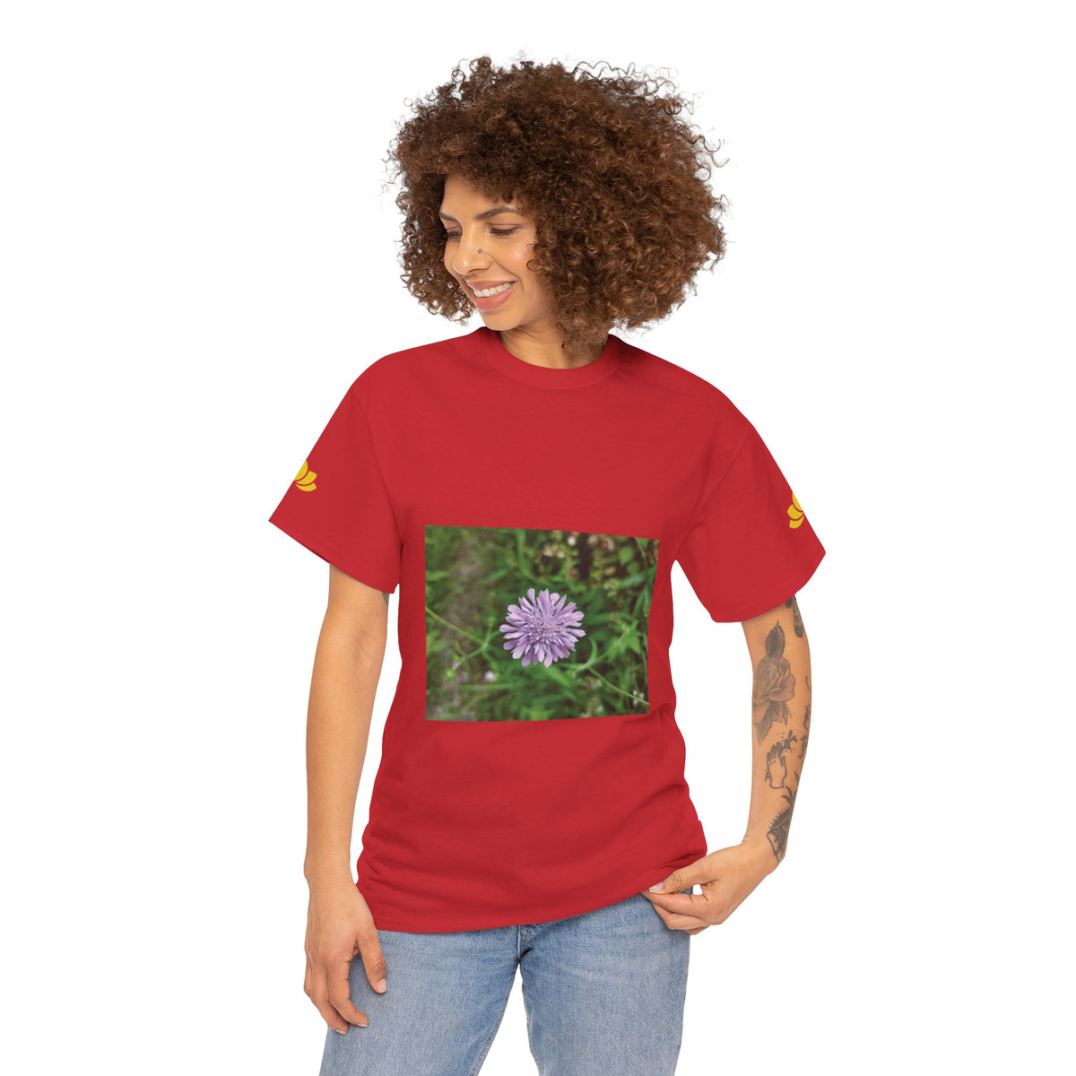 Unisex Heavy Cotton Tee - Flower of Knautia Integrifolia (Ambretta Annuale)