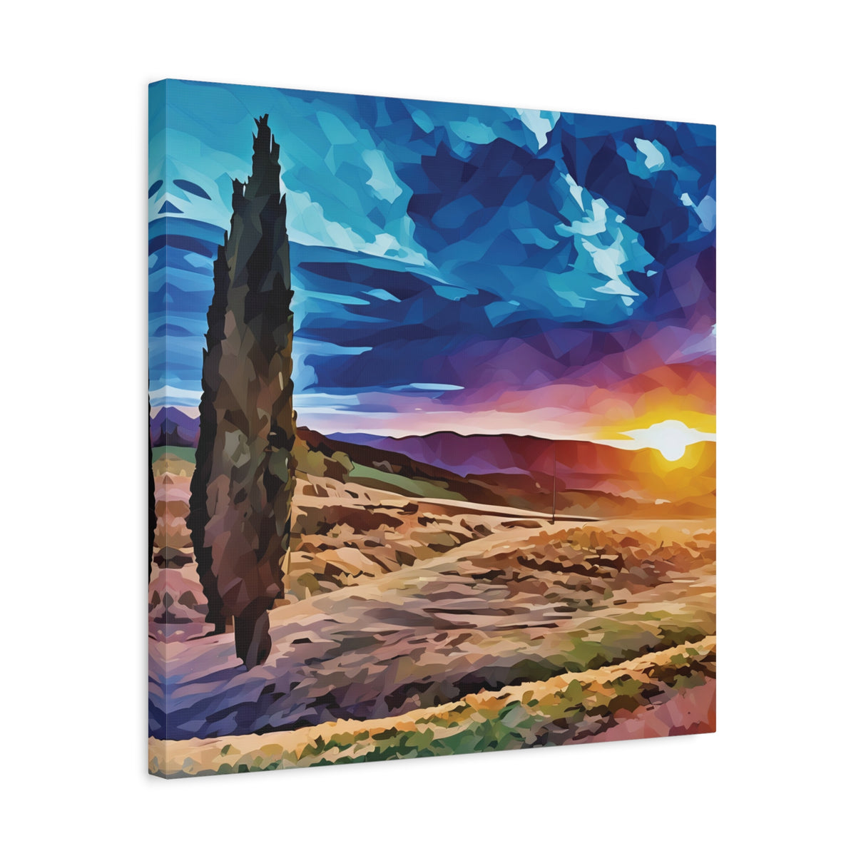 Stretched Matte Canvas - Poly Art - Tuscan Landscape (Variant 2)