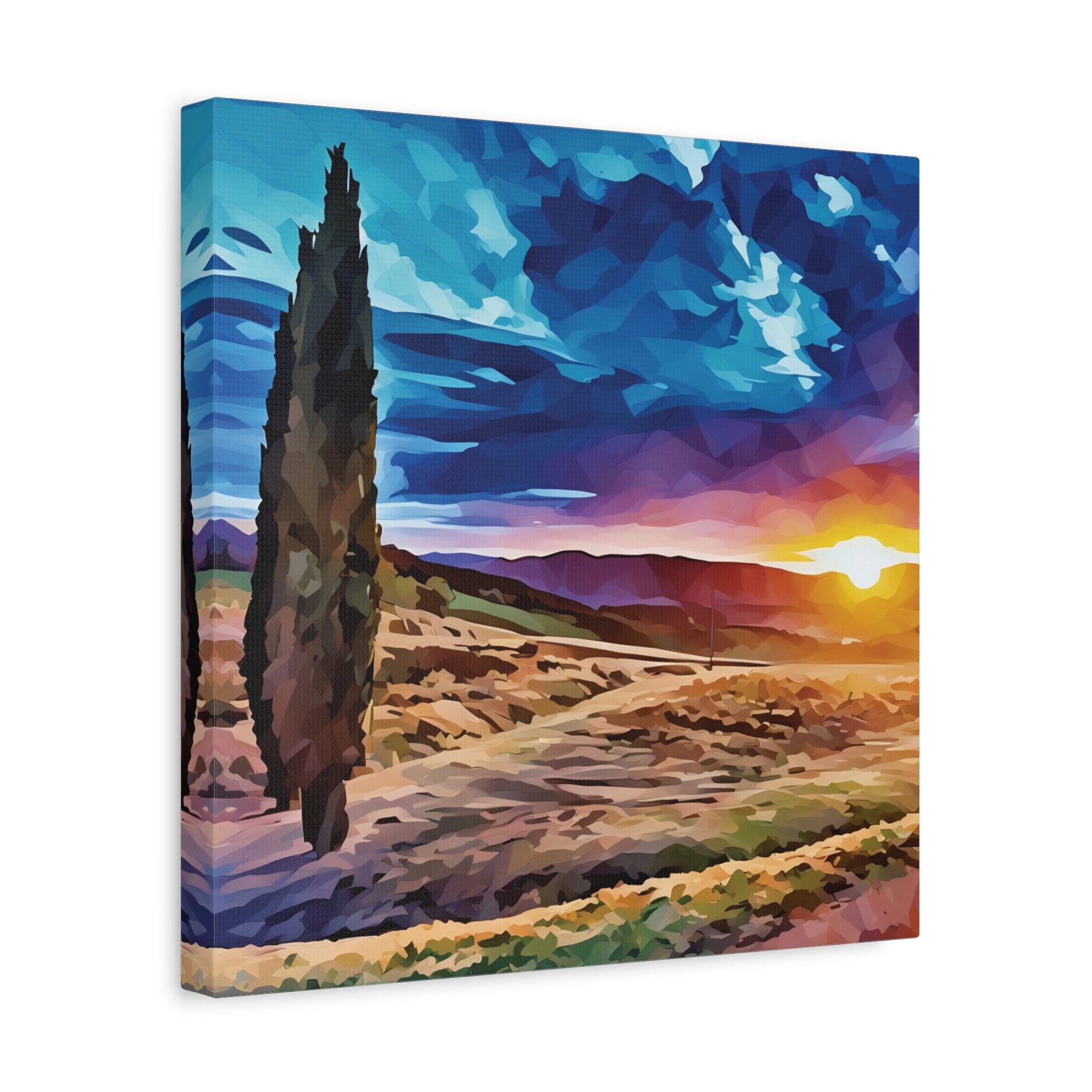 Stretched Matte Canvas - Poly Art - Tuscan Landscape (Variant 2)