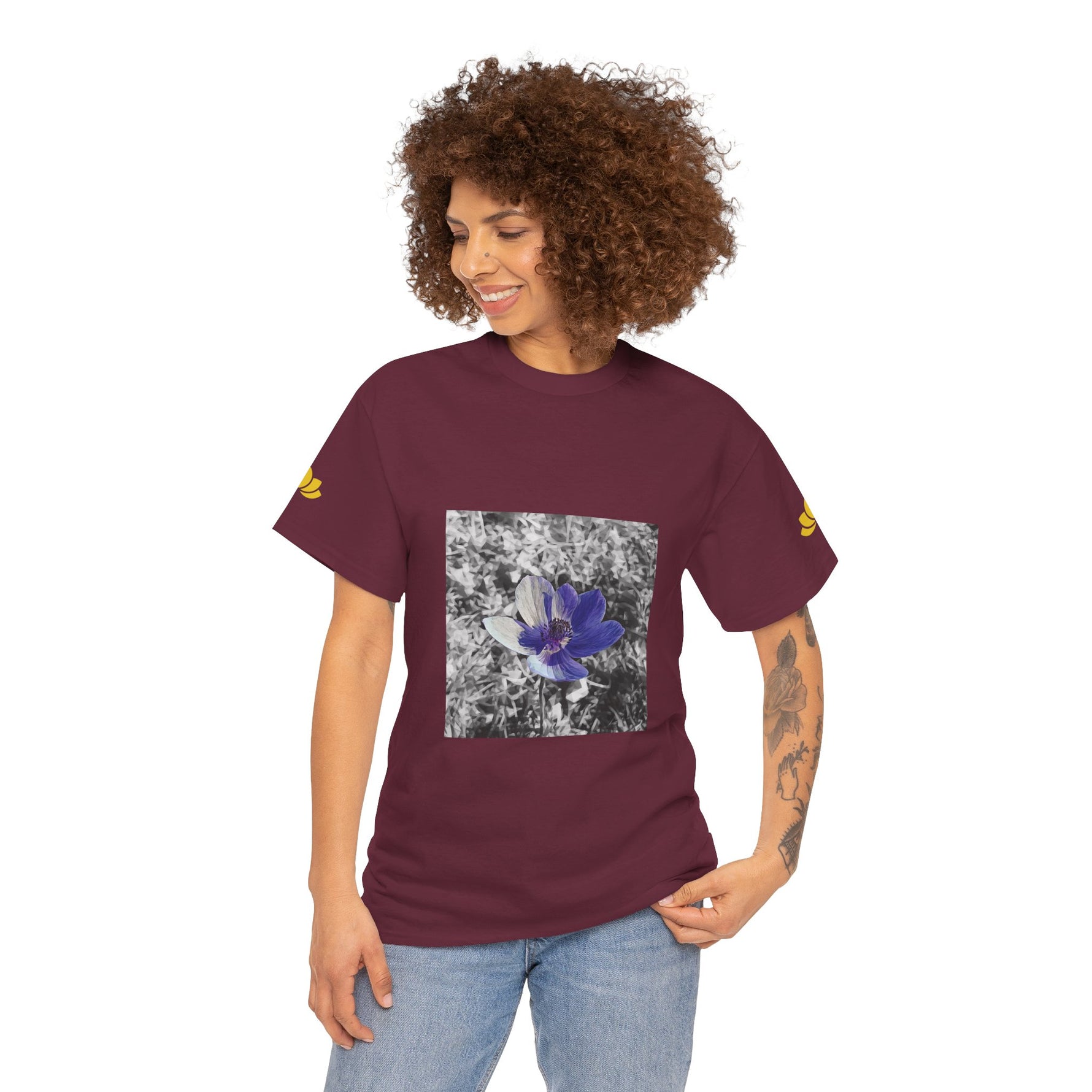 Unisex Heavy Cotton Tee - Poly Art - Flower of Anemone