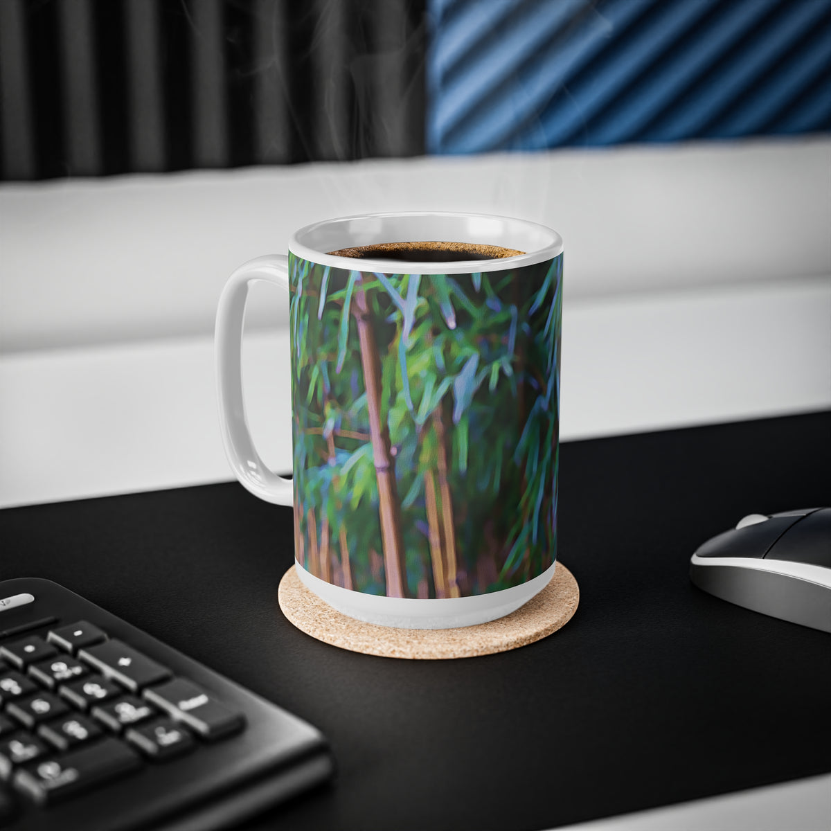 Ceramic White Cup 15oz - Bamboo (Variant 2)