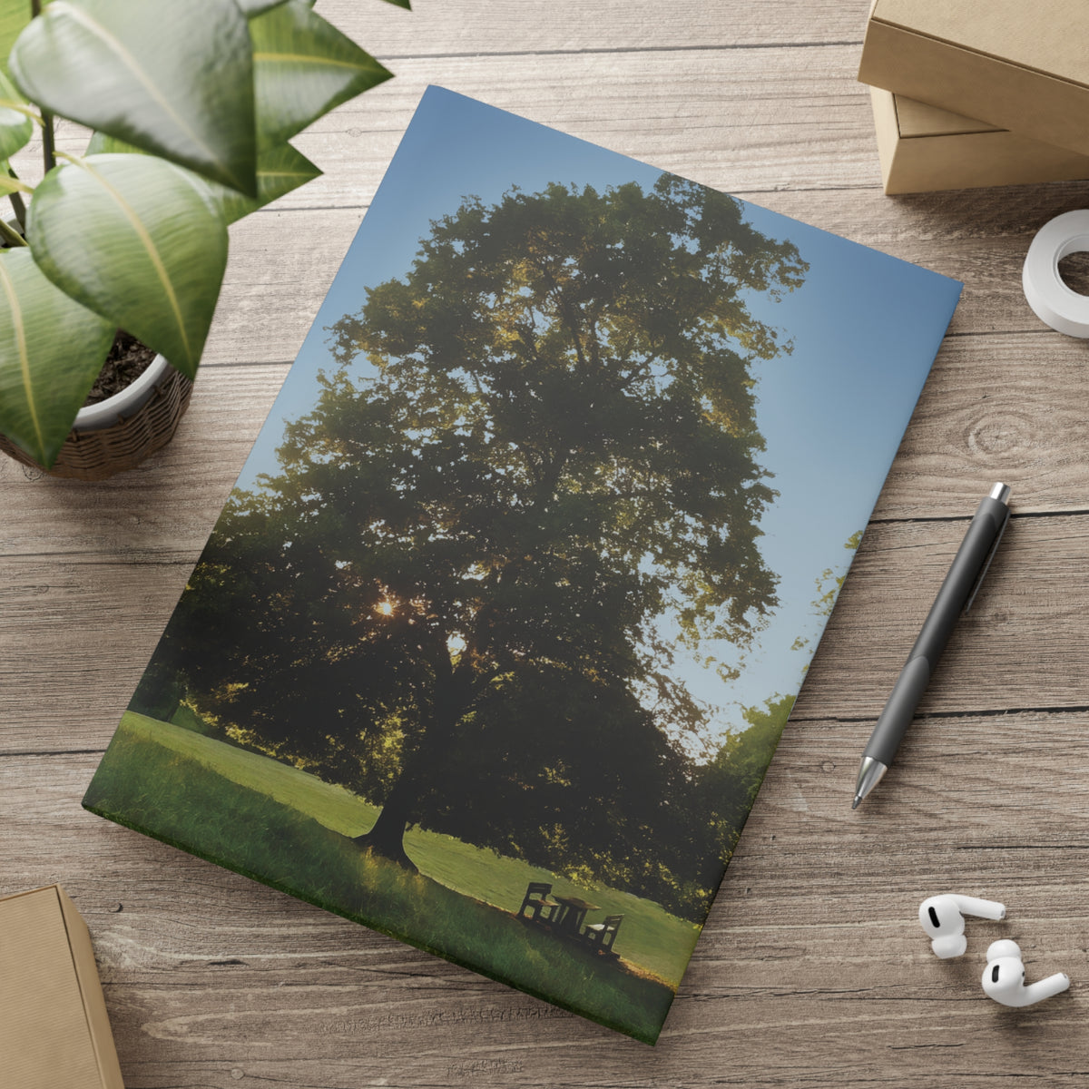 Hardcover Notebook with Puffy Covers - Tree in a Lawn (Variant 2)