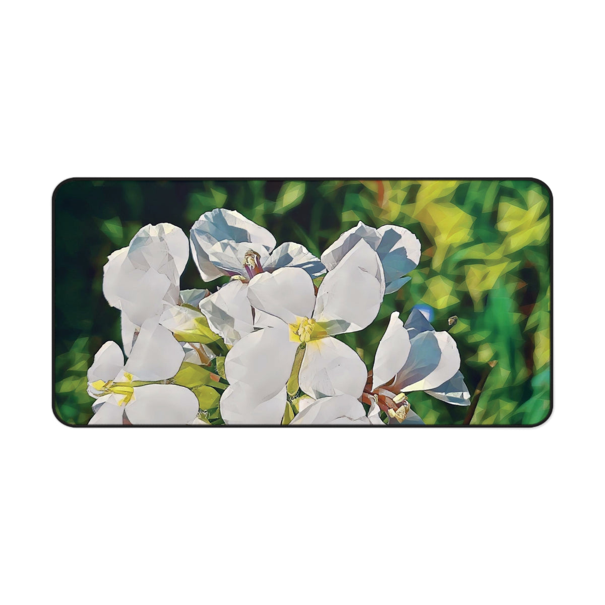 Desk Mat - Poly Art - Flower, White Petals