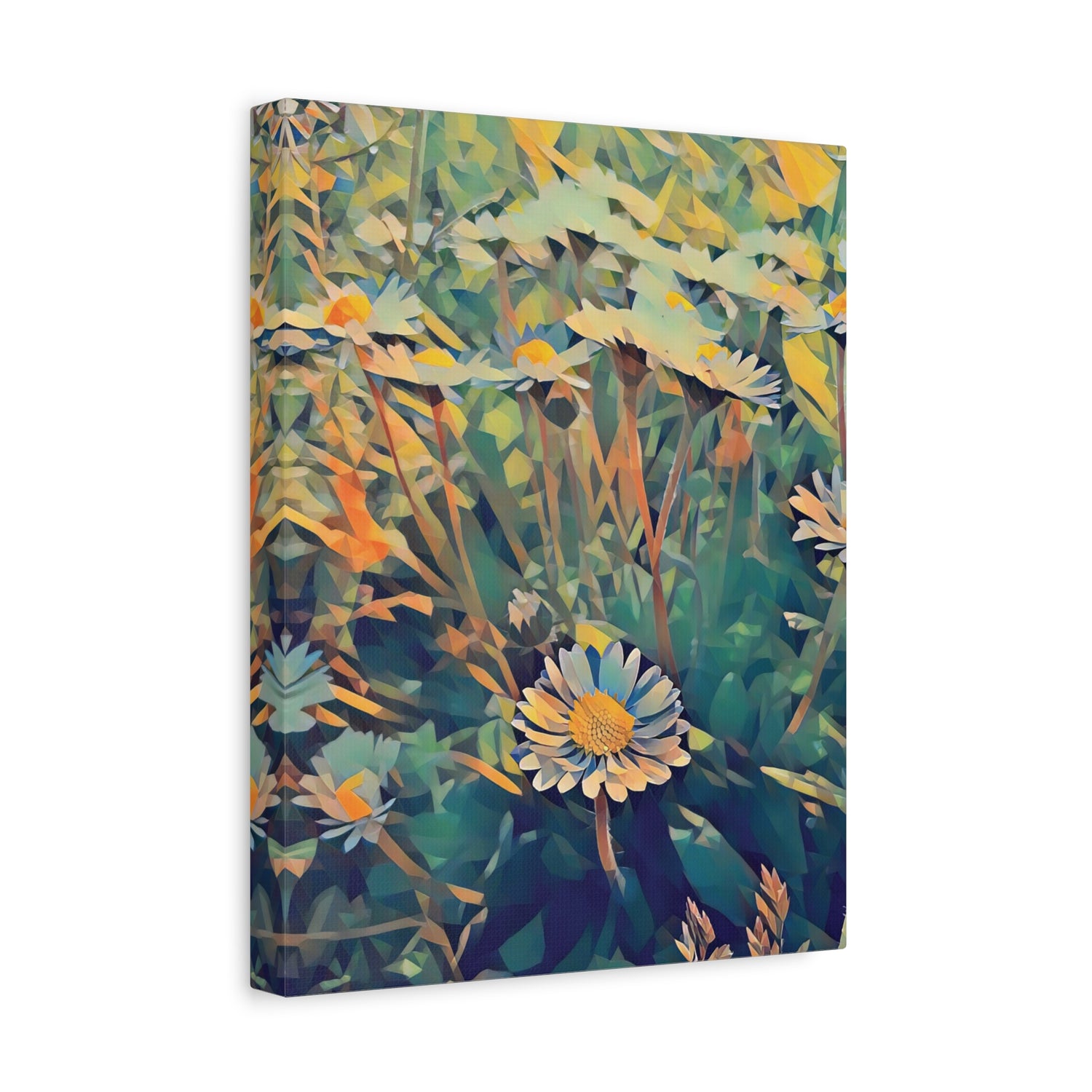 Stretched Matte Canvas - Poly Art - Flower of Daisies (Variant 2)