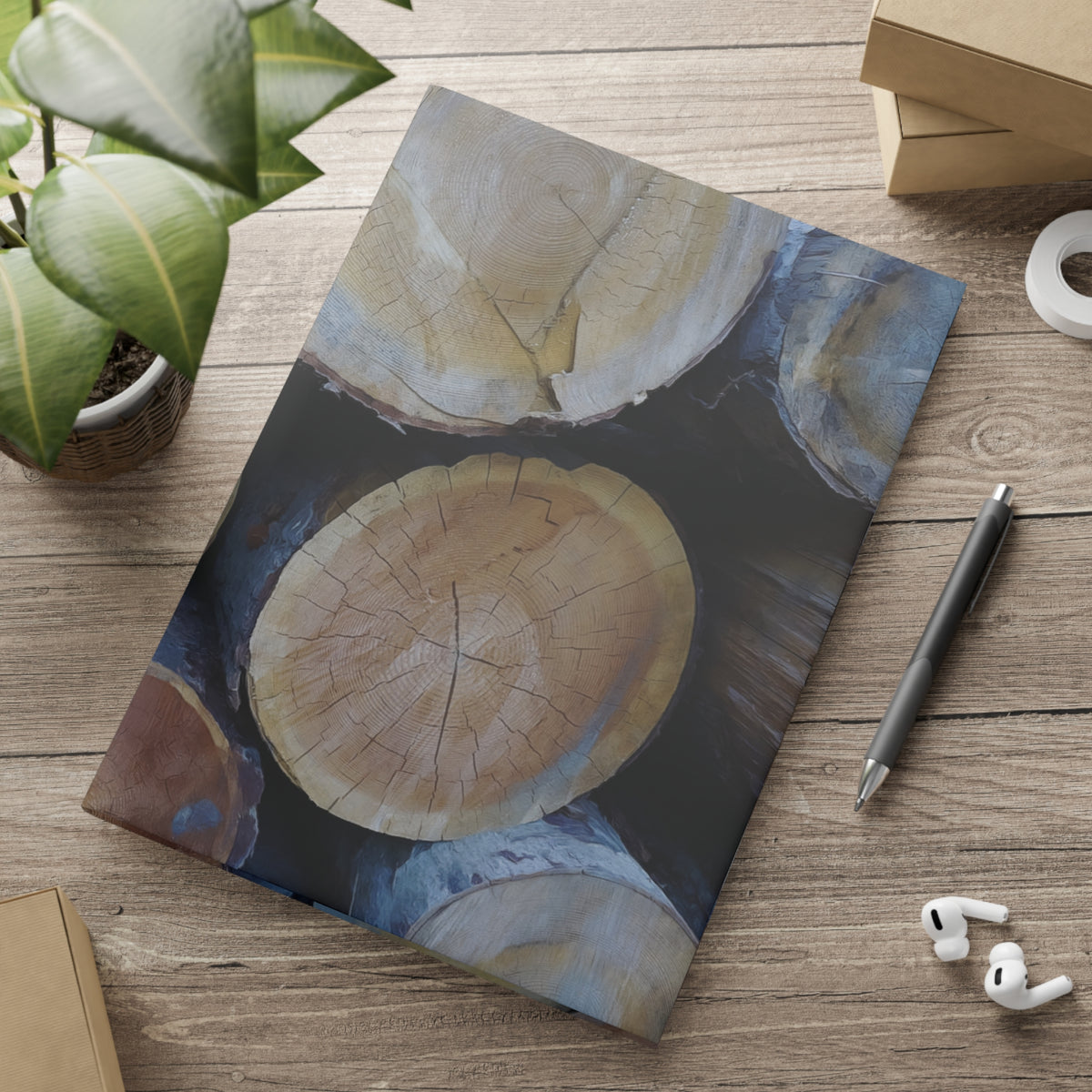 Hardcover Notebook with Puffy Covers - Wooden Trunks (Variant 2)