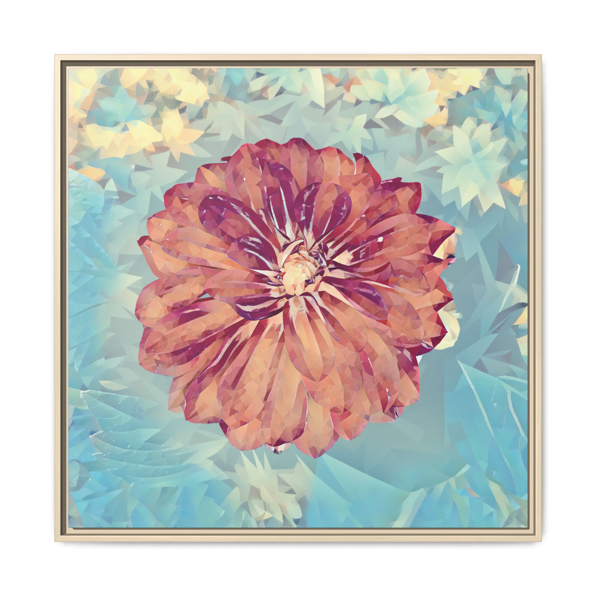 Dahlia (Light Blue) | Poly Art | Framed Canvas