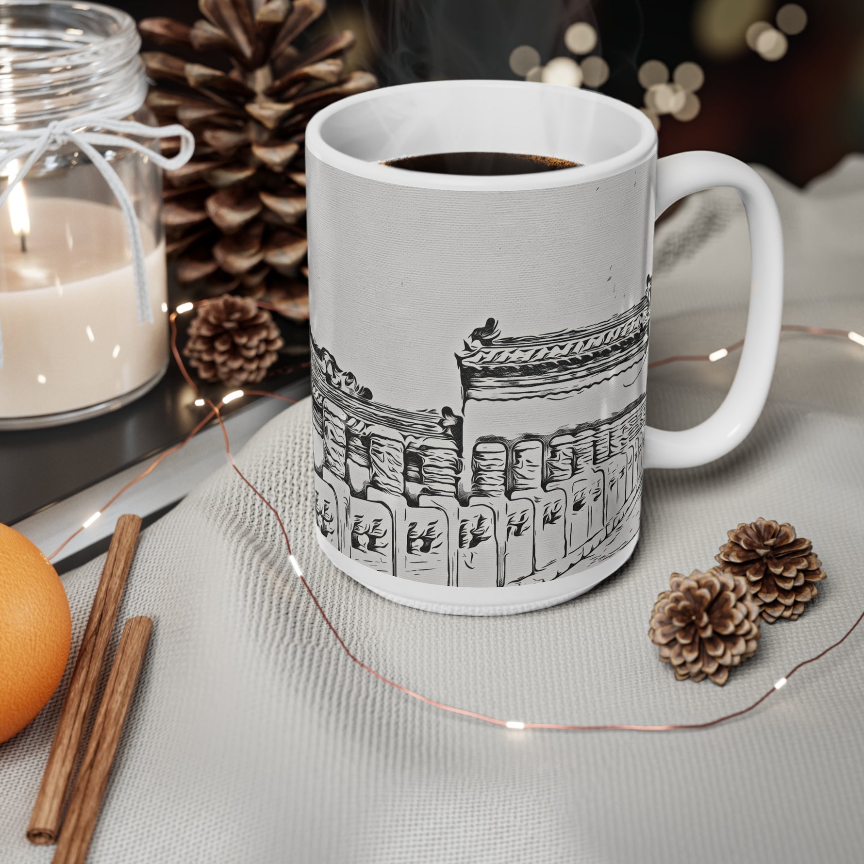Ceramic White Cup 15oz - China's Beauty (B&W Variant)