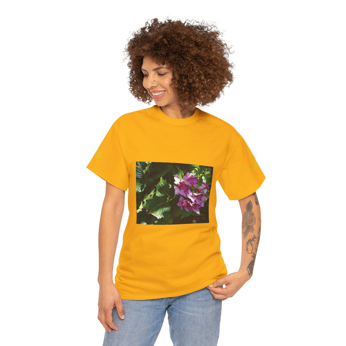Unisex Heavy Cotton Tee - Flower of Ortensia/Hydrangea Macrophylla