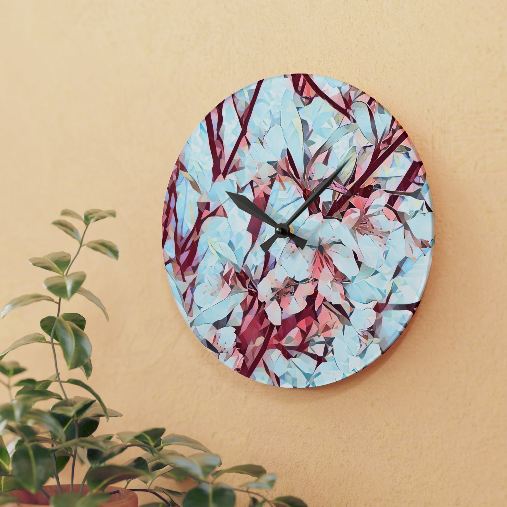 Acrylic Wall Clock - Poly Art - Apples' Tree Flower (Variant 4)