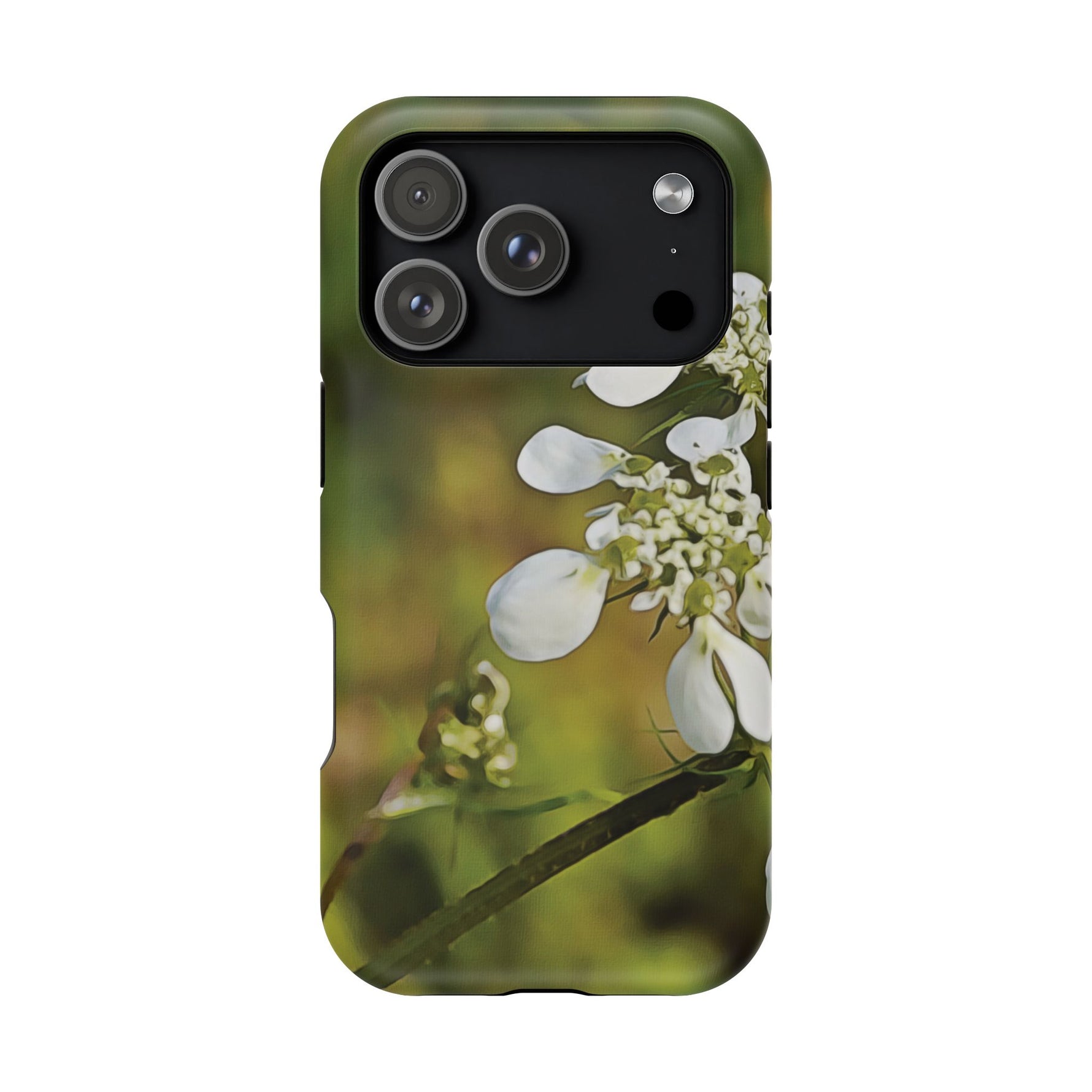 Magnetic Tough Phone Case - Flower, White