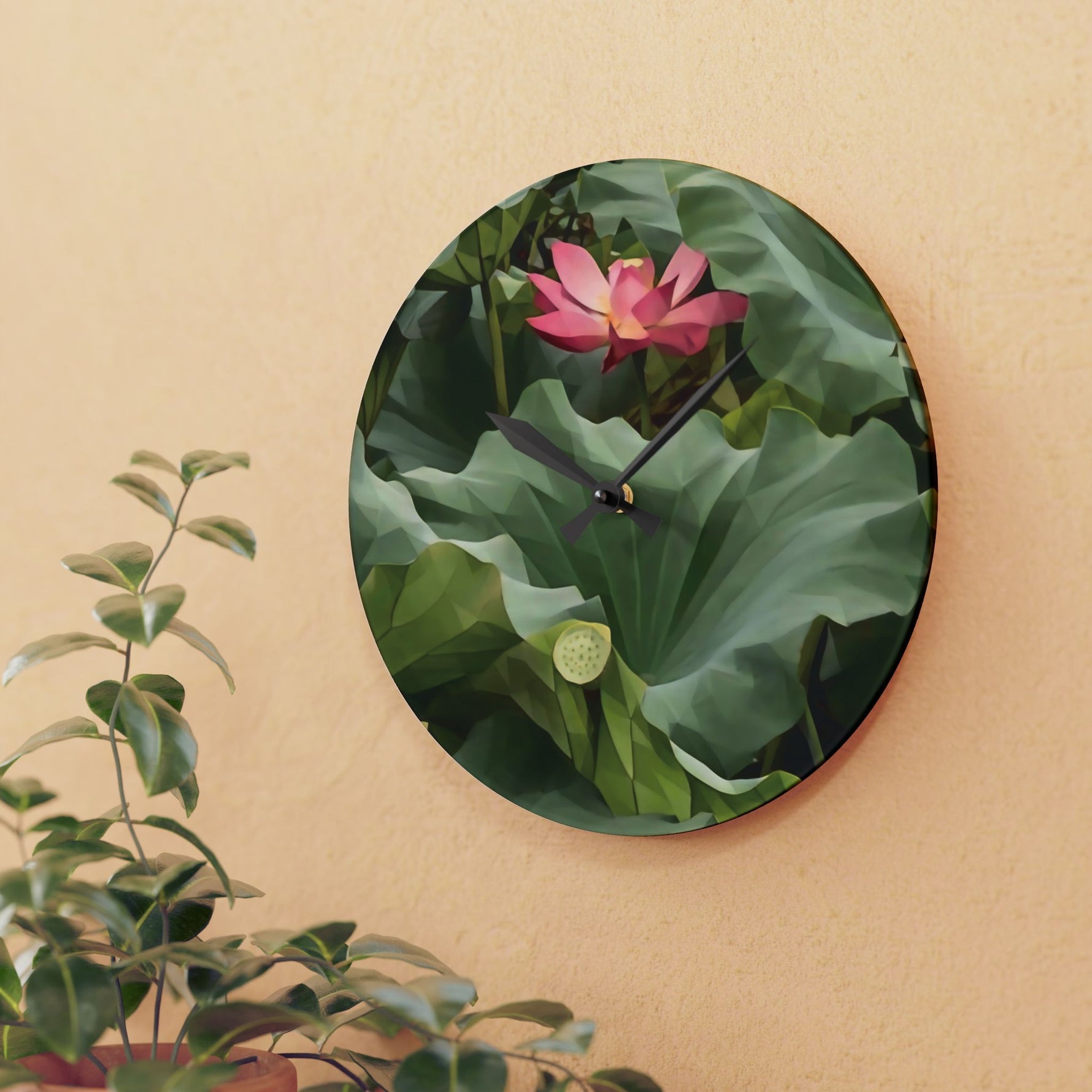 Acrylic Wall Clock - Poly Art - Flower of Lotus (Variant 2)