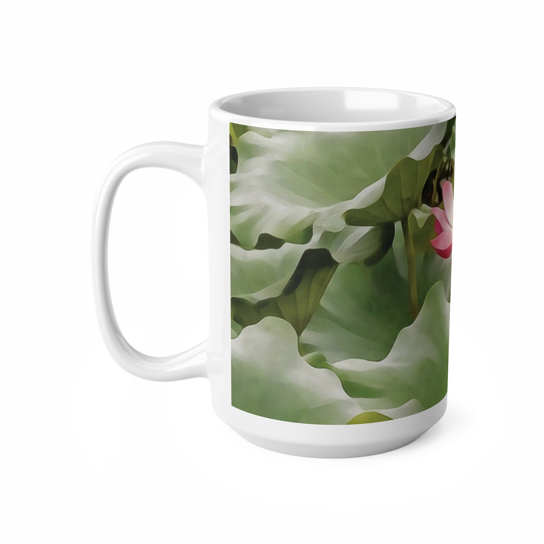 Ceramic White Cup 15oz - Flower of Lotus (Variant 2)
