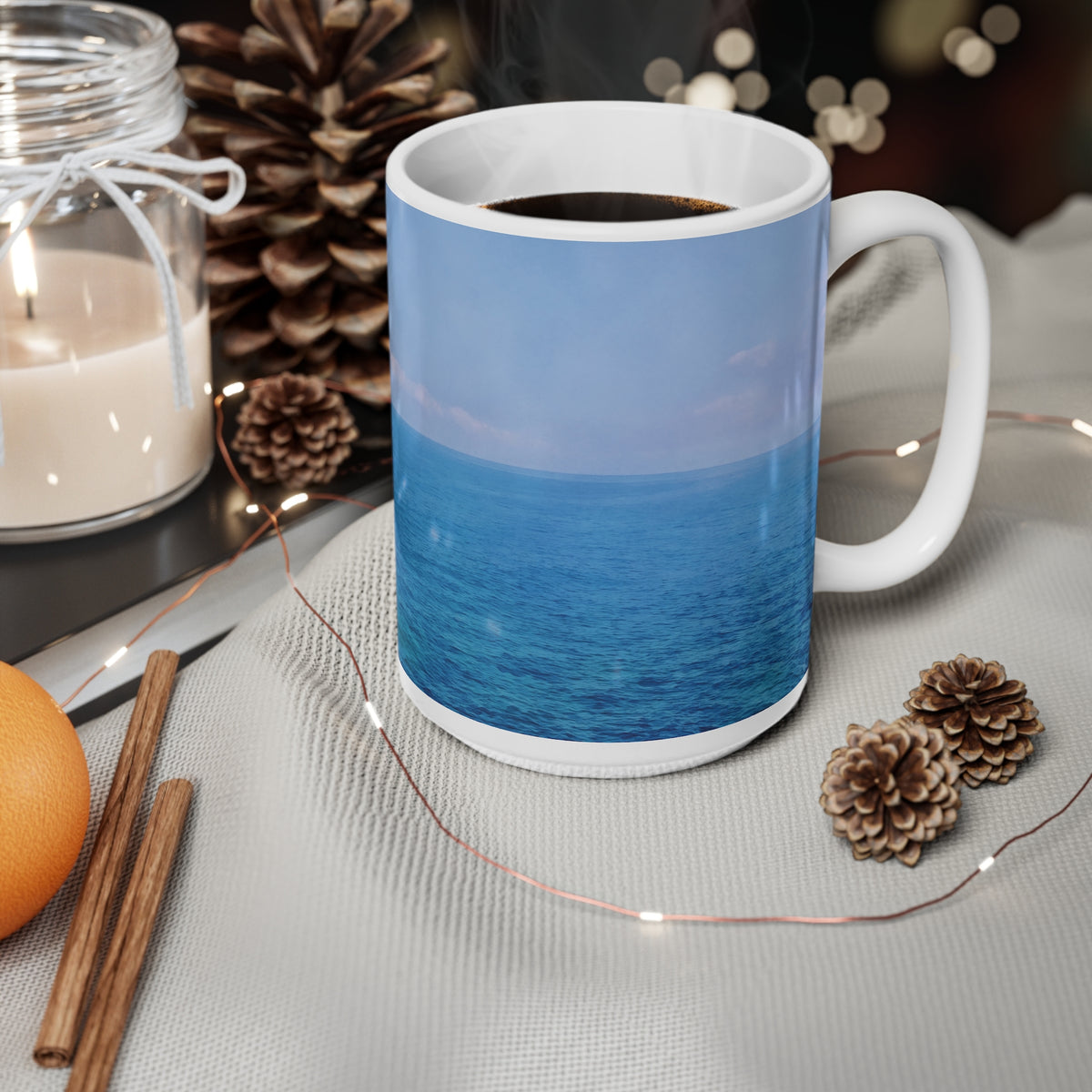 Ceramic White Cup 15oz - Sea (Variant 01)