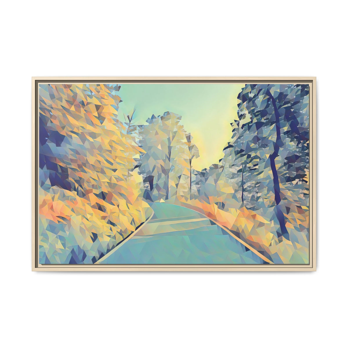 Forest Road in Spring | Poly Art | Framed Canvas