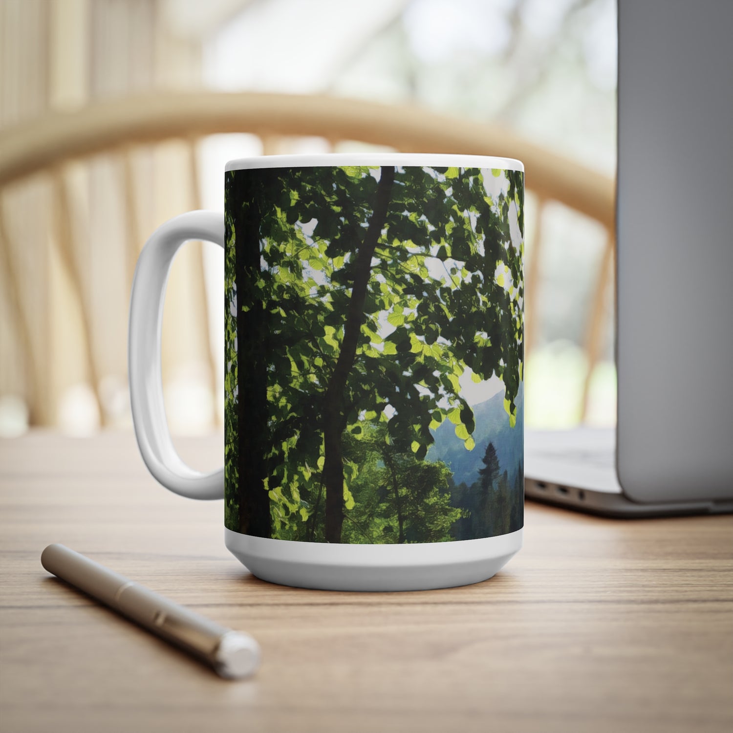 Ceramic White Cup 15oz - Forest