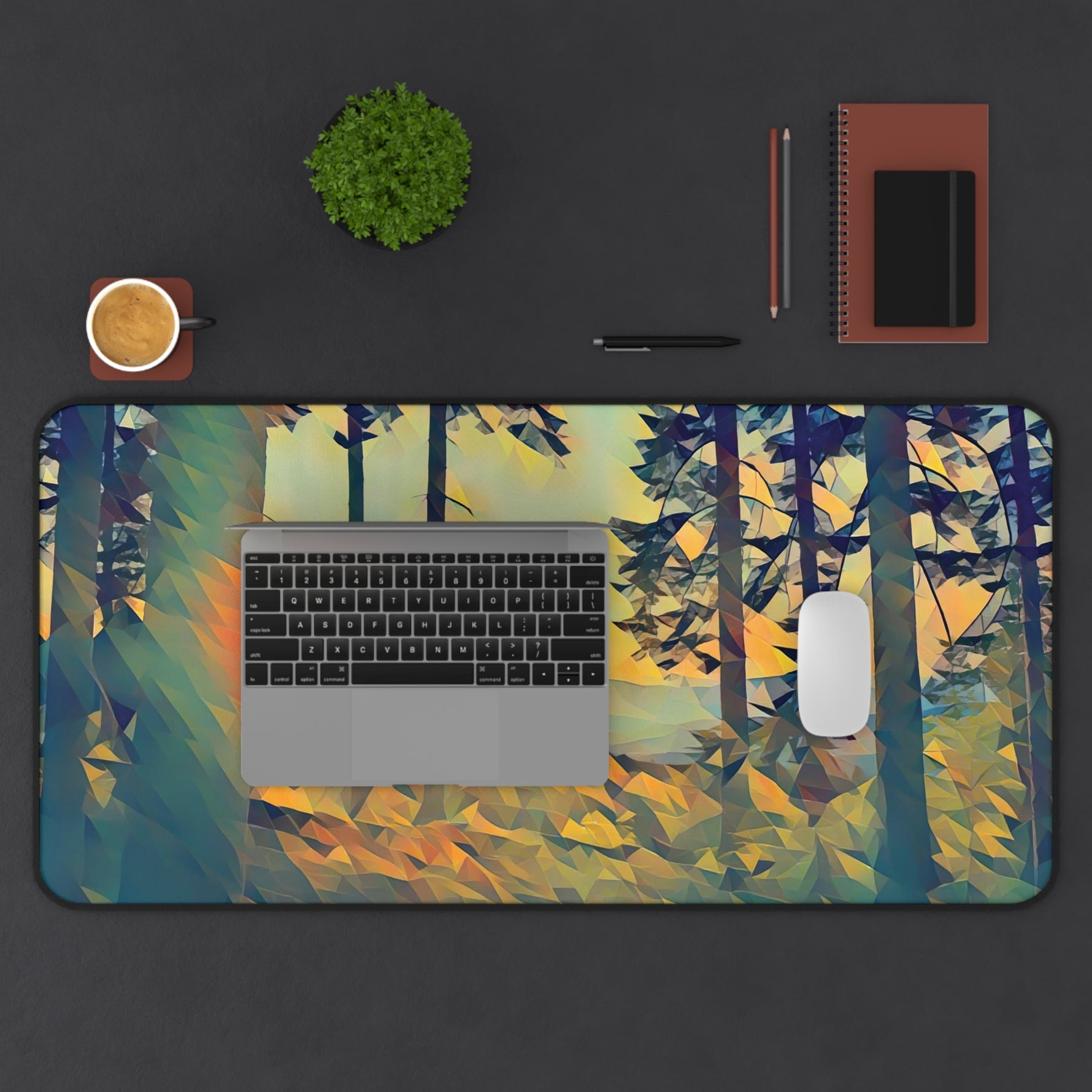Desk Mat - Poly Art - Forest Sunset (Variant 1)