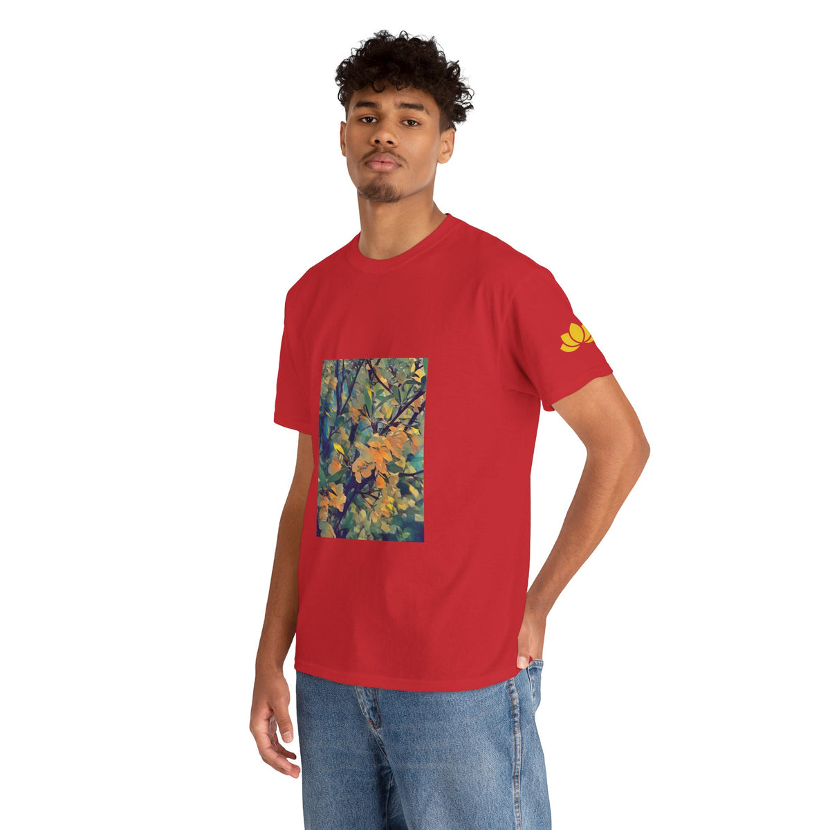 Unisex Heavy Cotton Tee - Poly Art - Apple's Tree Flower (Variant 2)