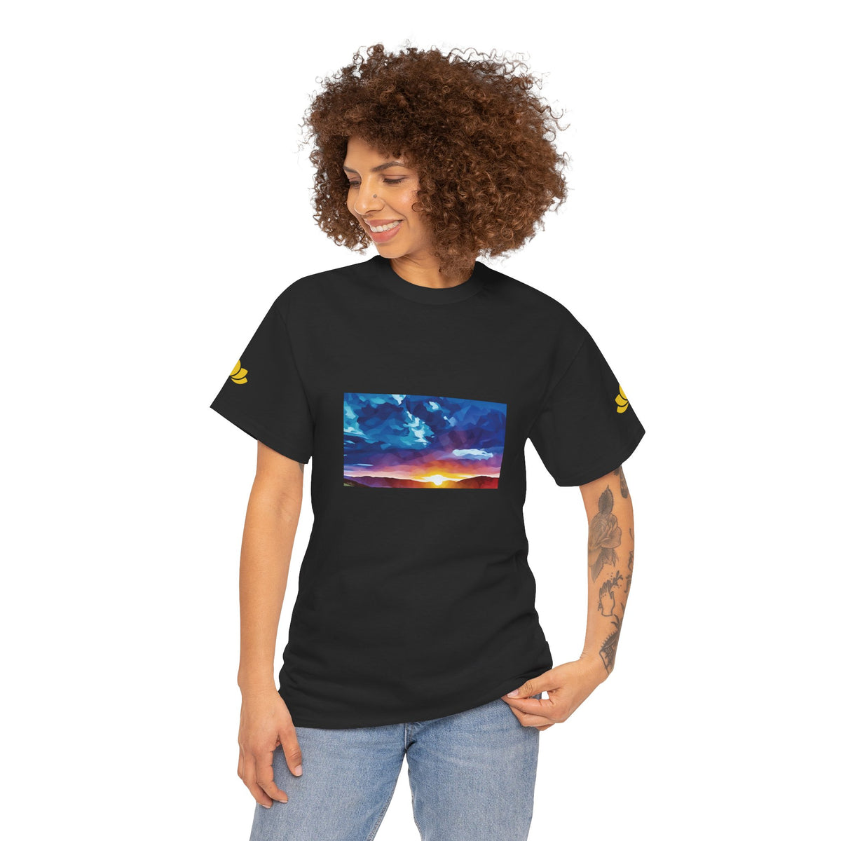 Unisex Heavy Cotton Tee - Poly Art - Sunset Sky (Variant 1)