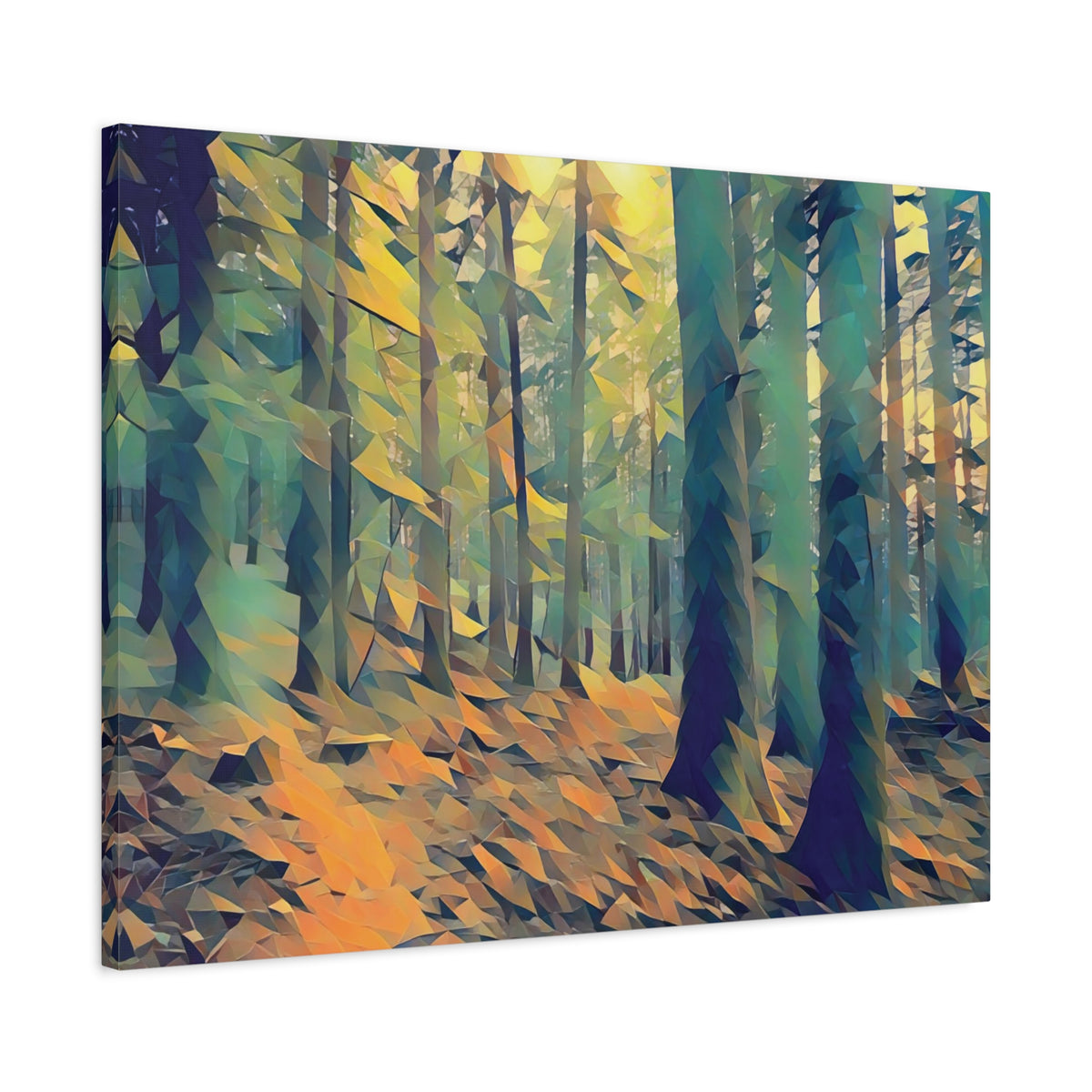 Stretched Matte Canvas - Poly Art - Forest, a Path (Variant 1)