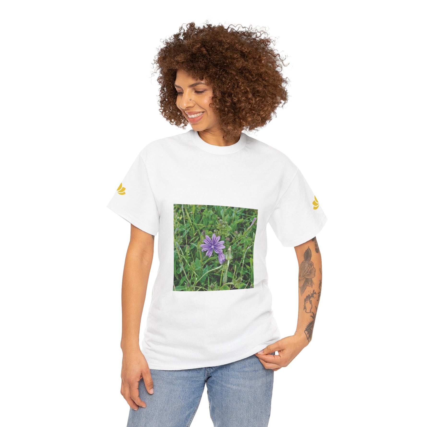 Unisex Heavy Cotton Tee - Flower of Malva Sylvestris