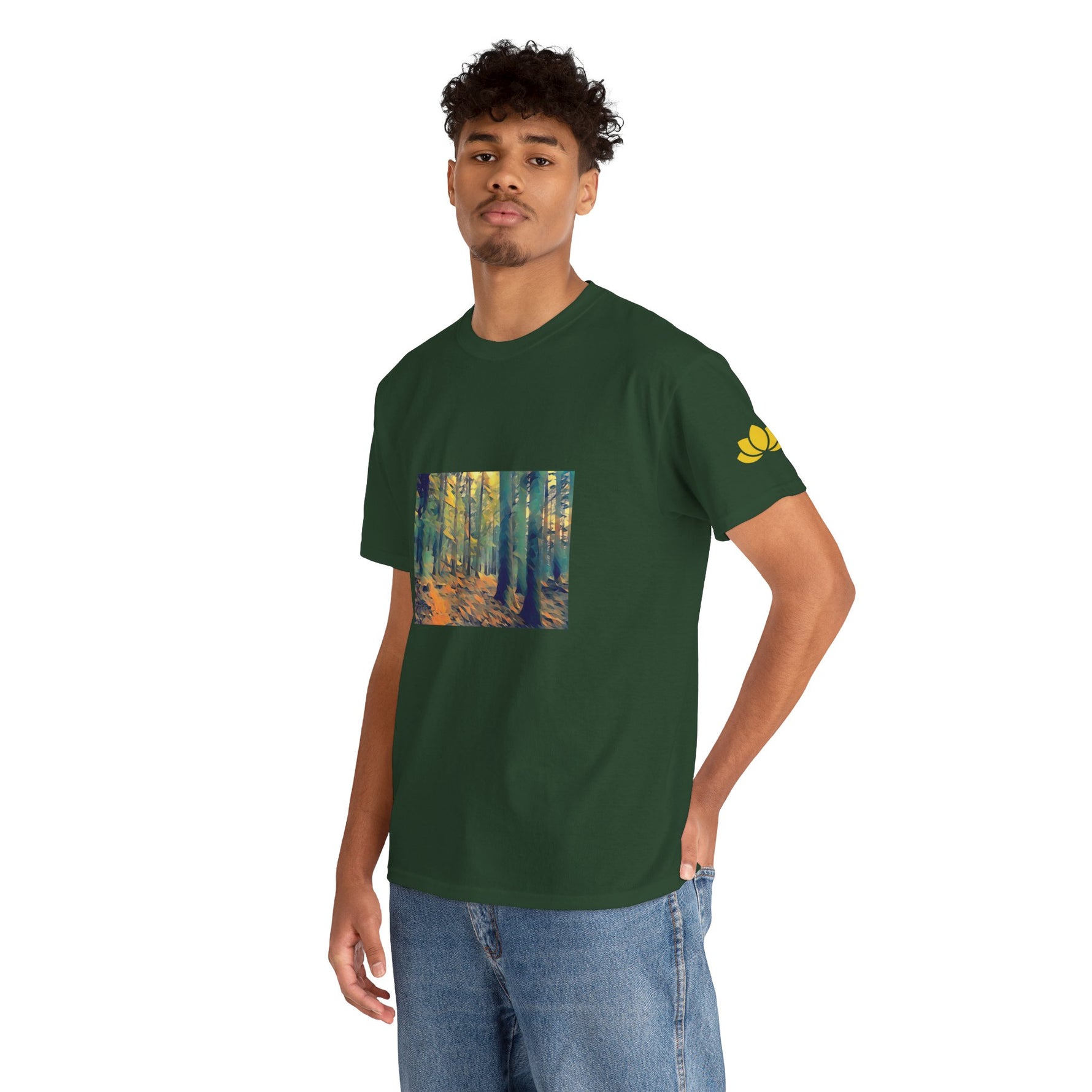 Unisex Heavy Cotton Tee - Poly Art - Forest, a Path (Variant 1)