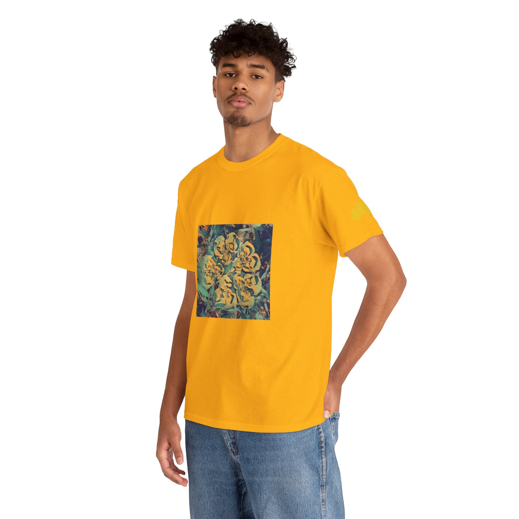 Unisex Heavy Cotton Tee - Poly Art - Flower of Euphorbia Helioscopia