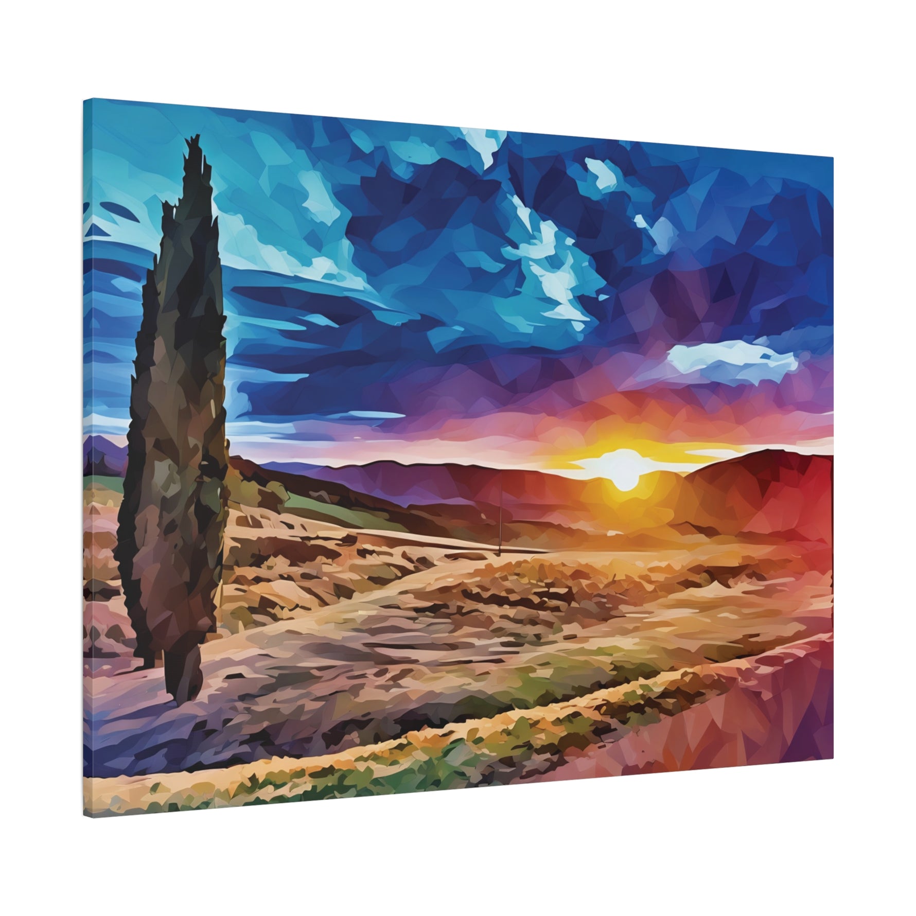 Stretched Matte Canvas - Poly Art - Tuscan Landscape (Variant 2)