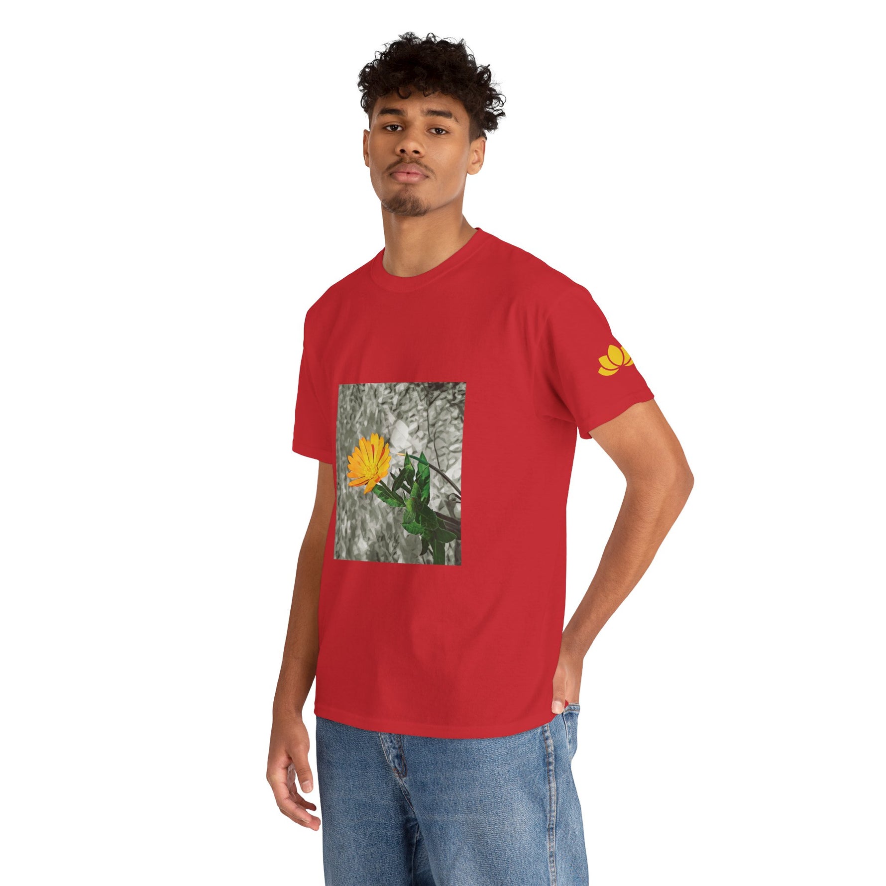 Unisex Heavy Cotton Tee - Poly Art - Flower of Calendula (Variant 1)