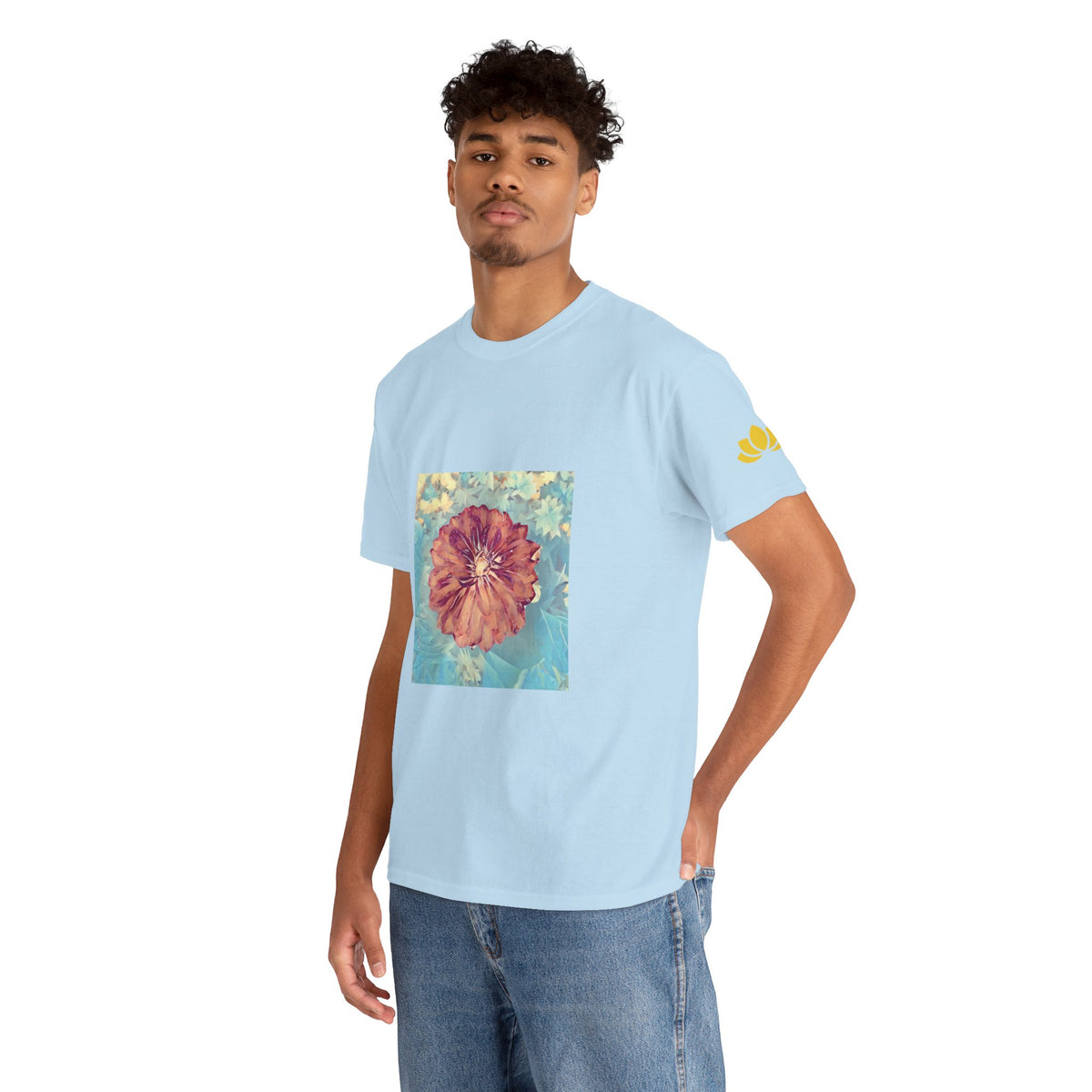 Unisex Heavy Cotton Tee - Poly Art - Flower of Dahlia (Variant 1)